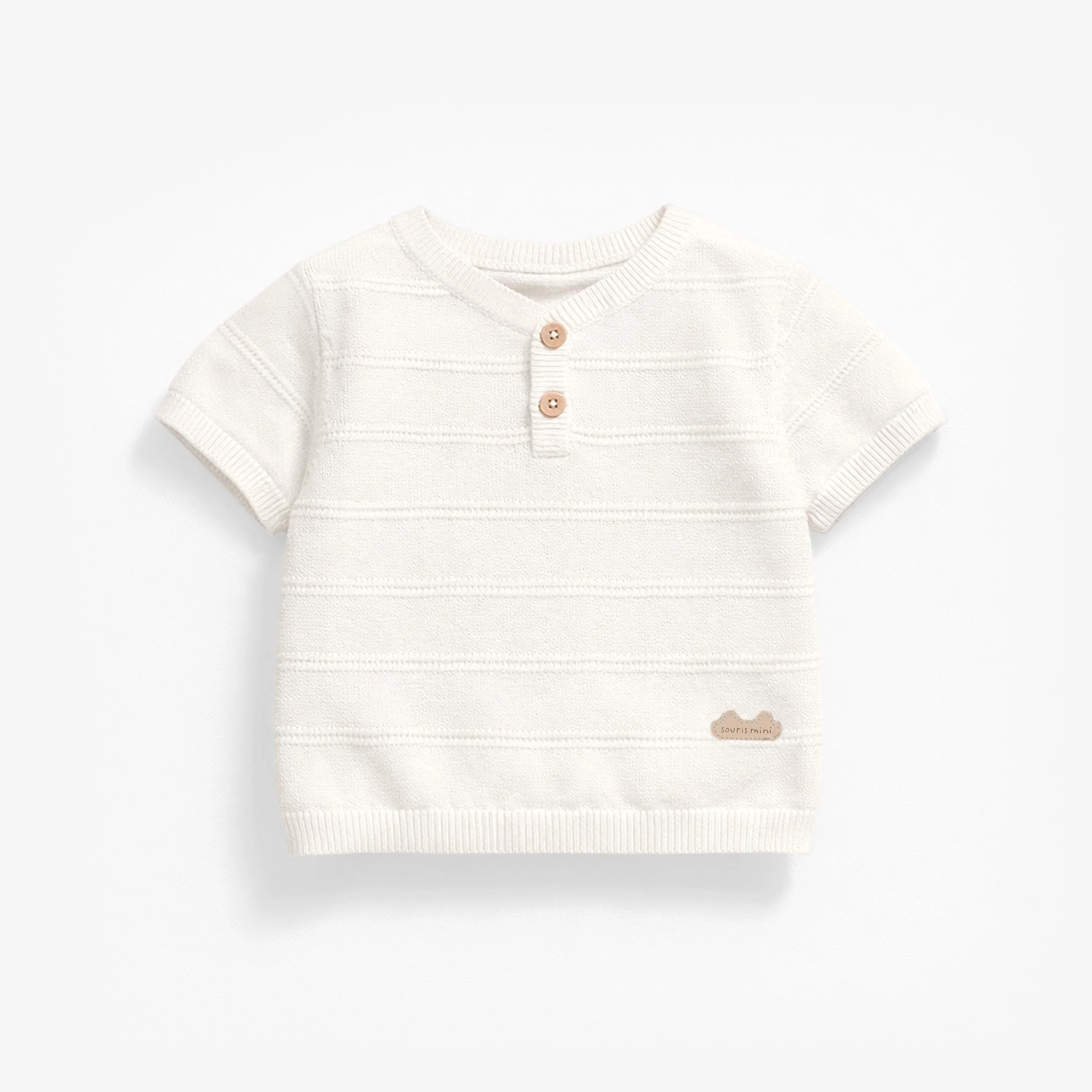 T-shirt crème en tricot avec rayures, naissance