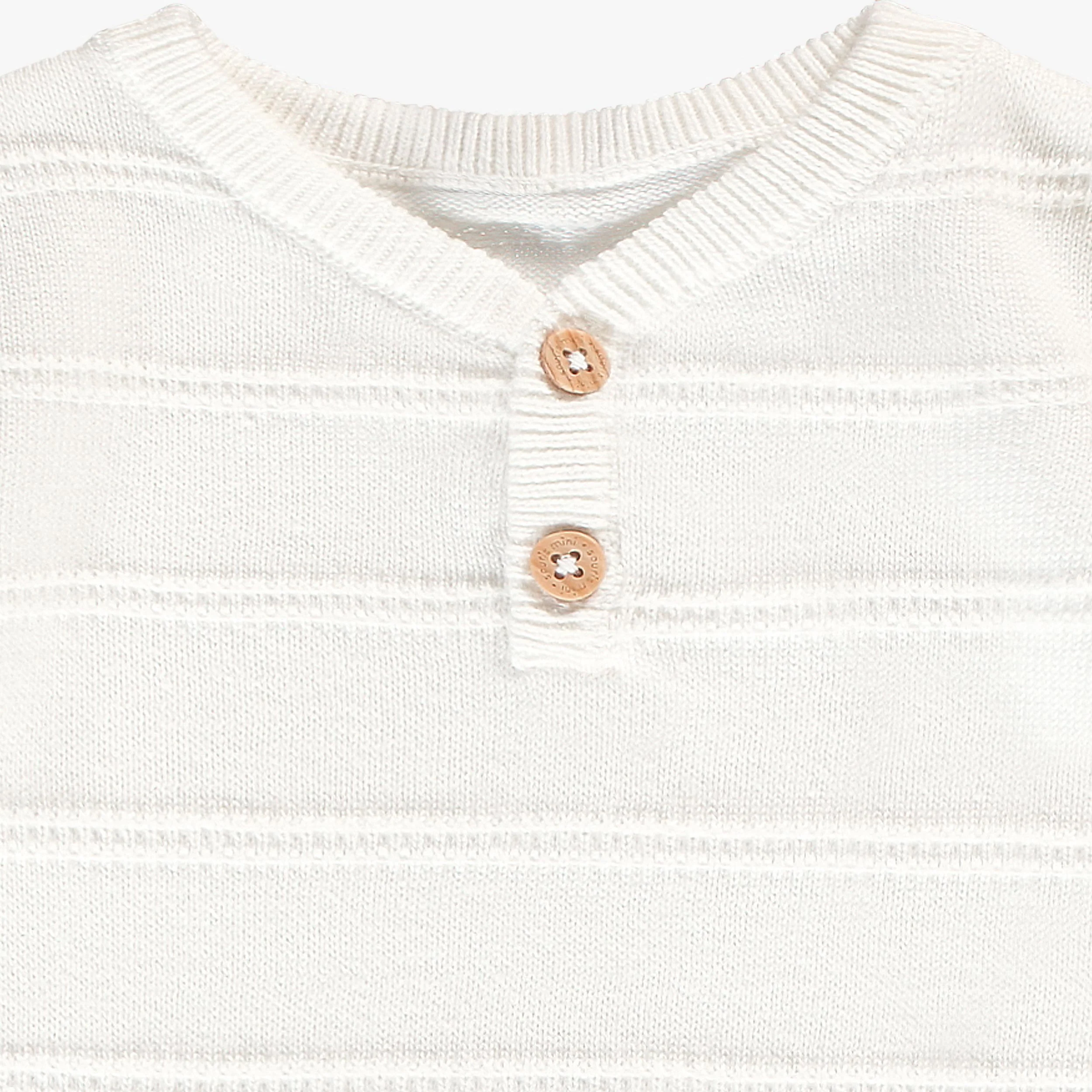 T-shirt crème en tricot avec rayures, naissance - Image 2