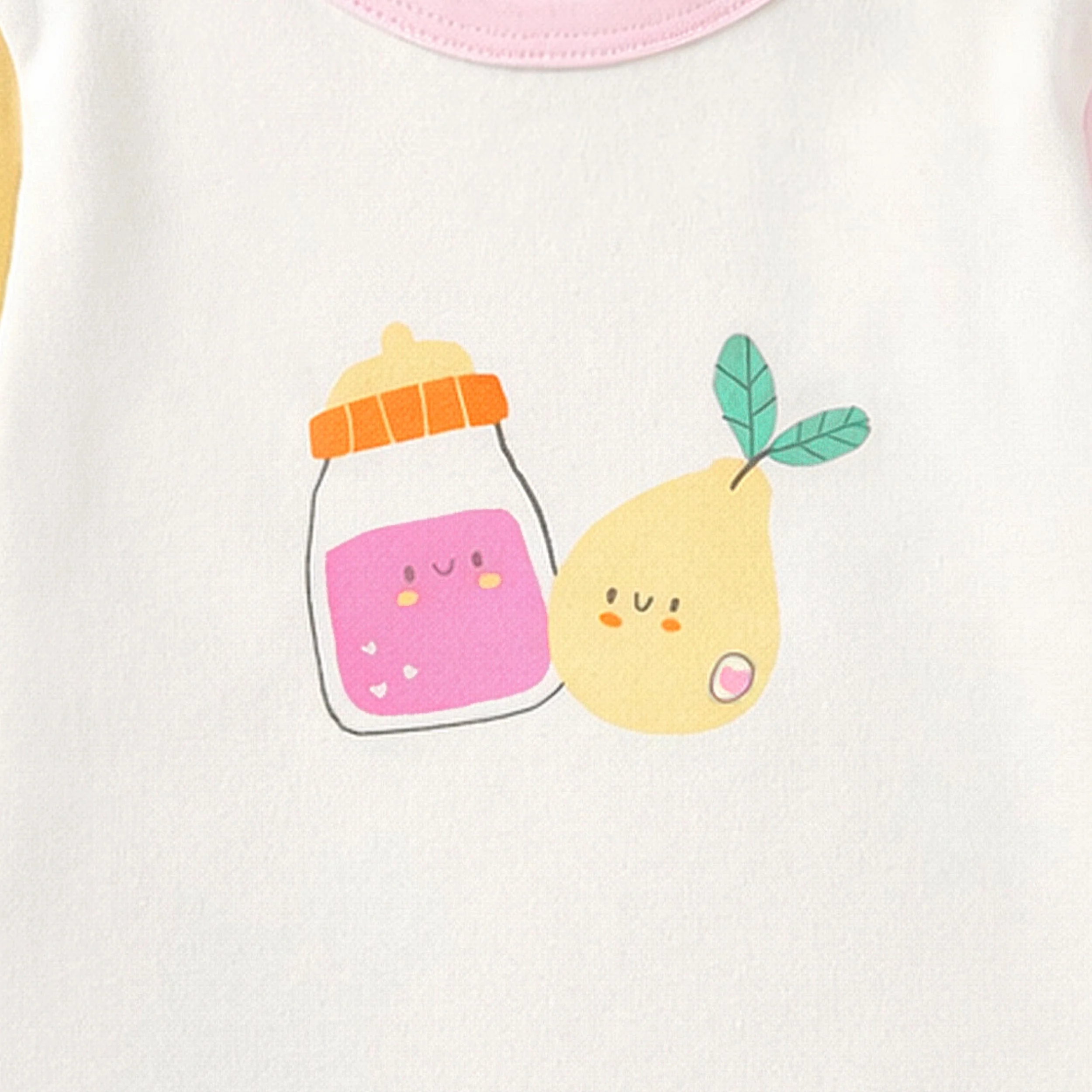 T-shirt crème, jaune et lilas avec illustration, naissance - Image 4
