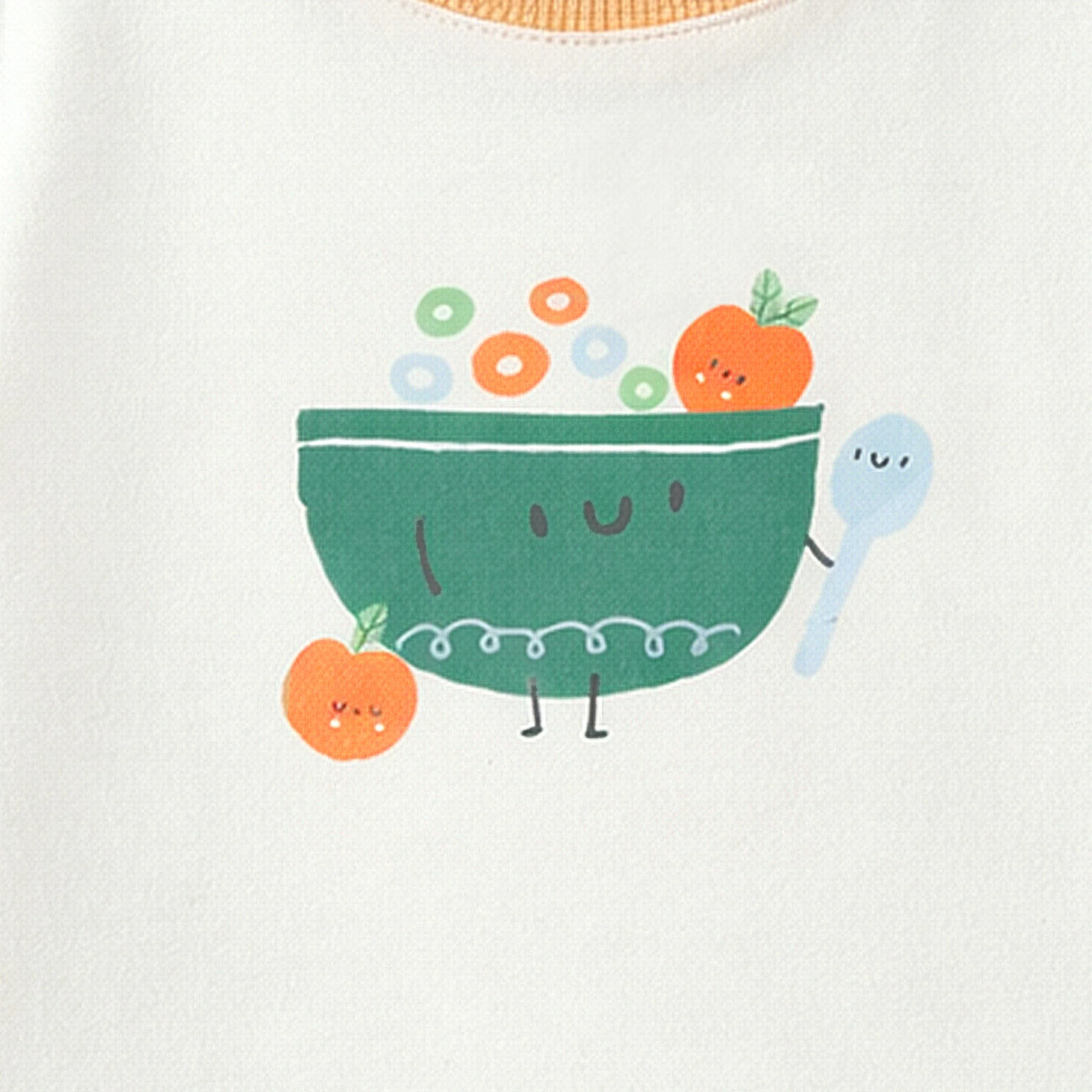 T-shirt crème, orange et vert avec illustration, naissance - Image 4