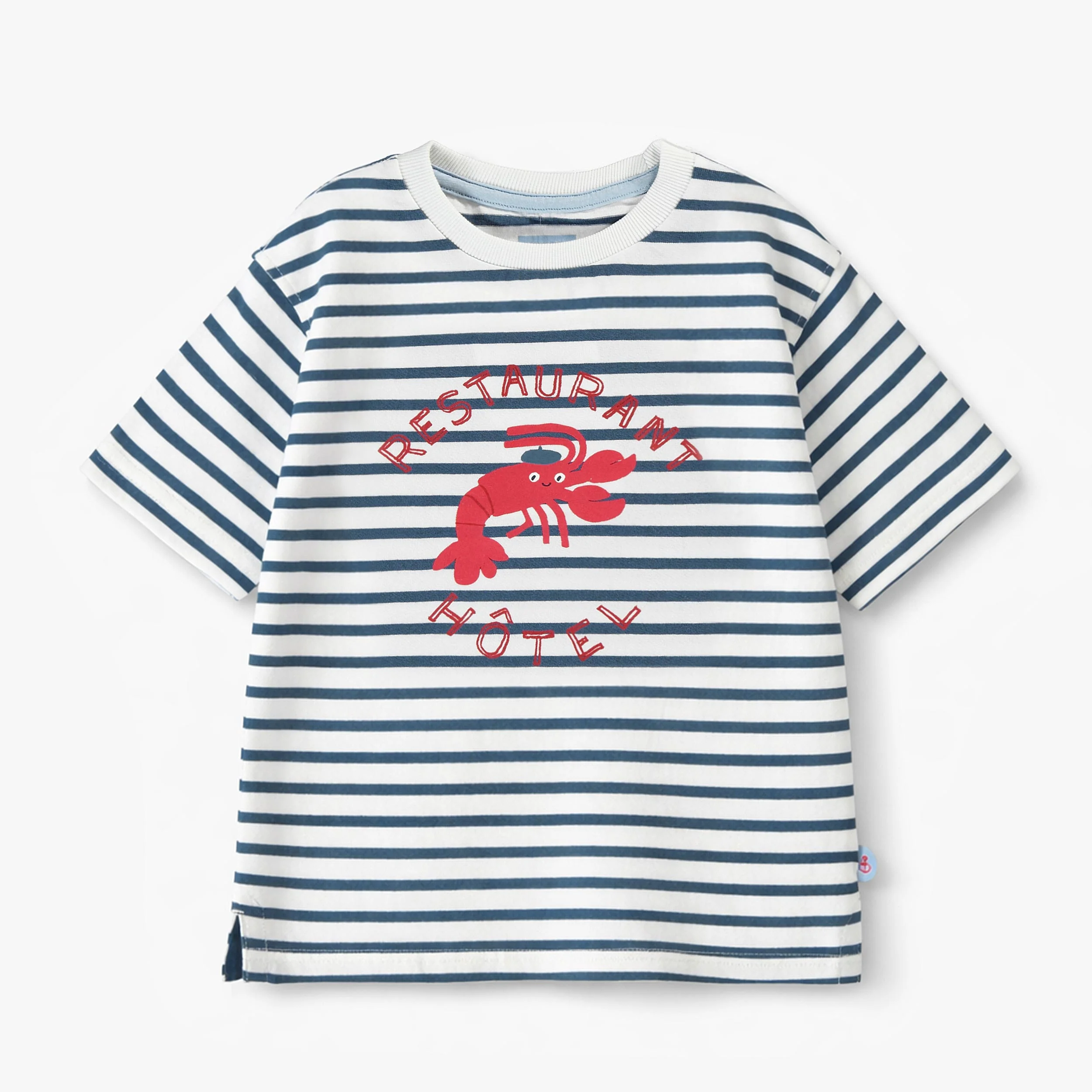 T-shirt crème à rayures avec illustration, enfant