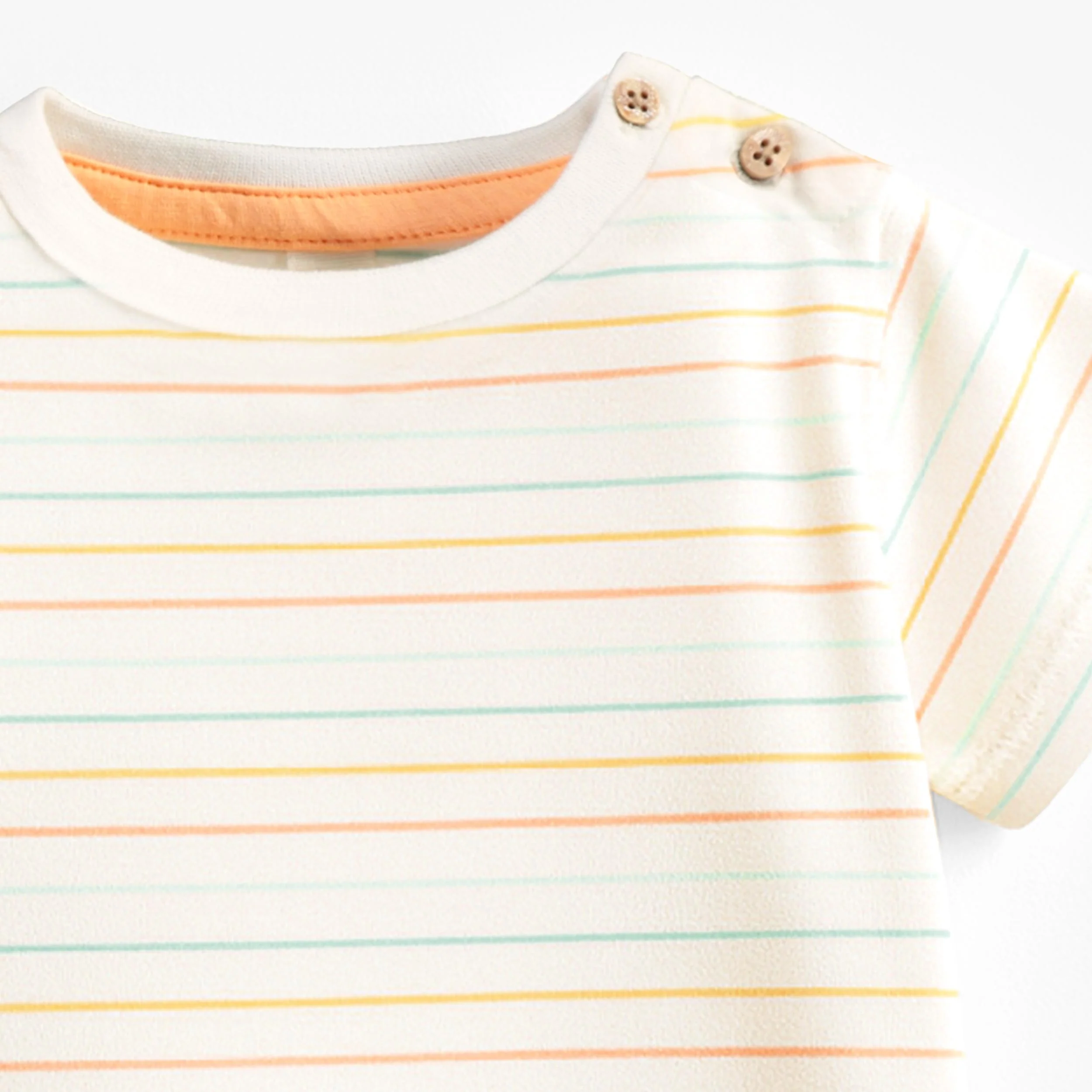 T-shirt crème à rayures colorées, naissance - Image 2
