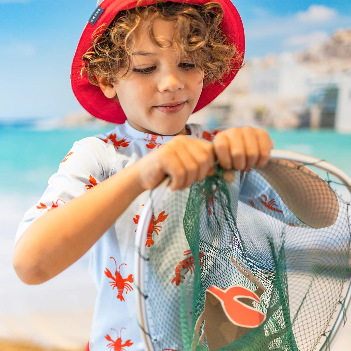 T-shirt de bain bleu pâle à motifs de homards, enfant - Image 5