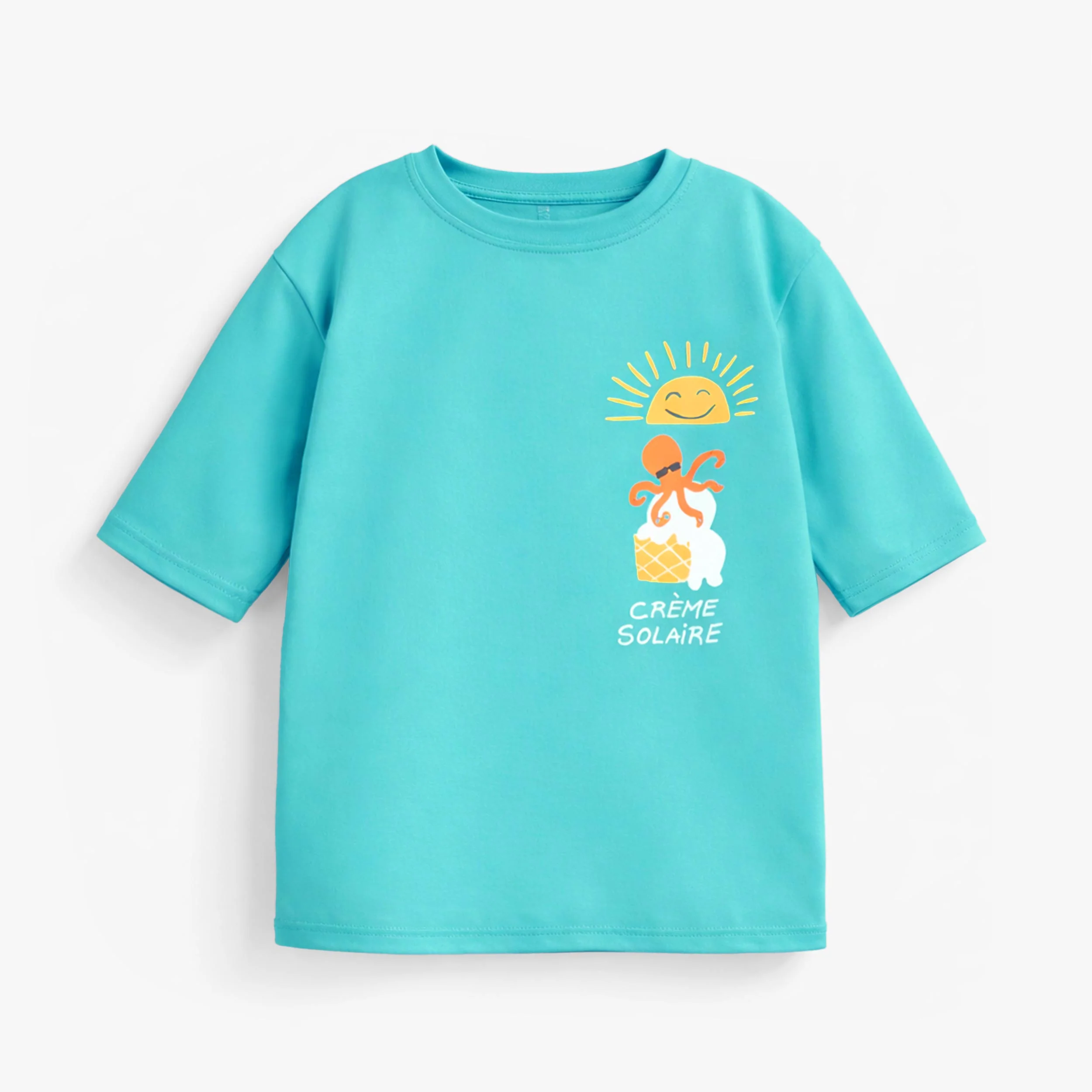 T-shirt de bain bleu sarcelle avec illustration, enfant