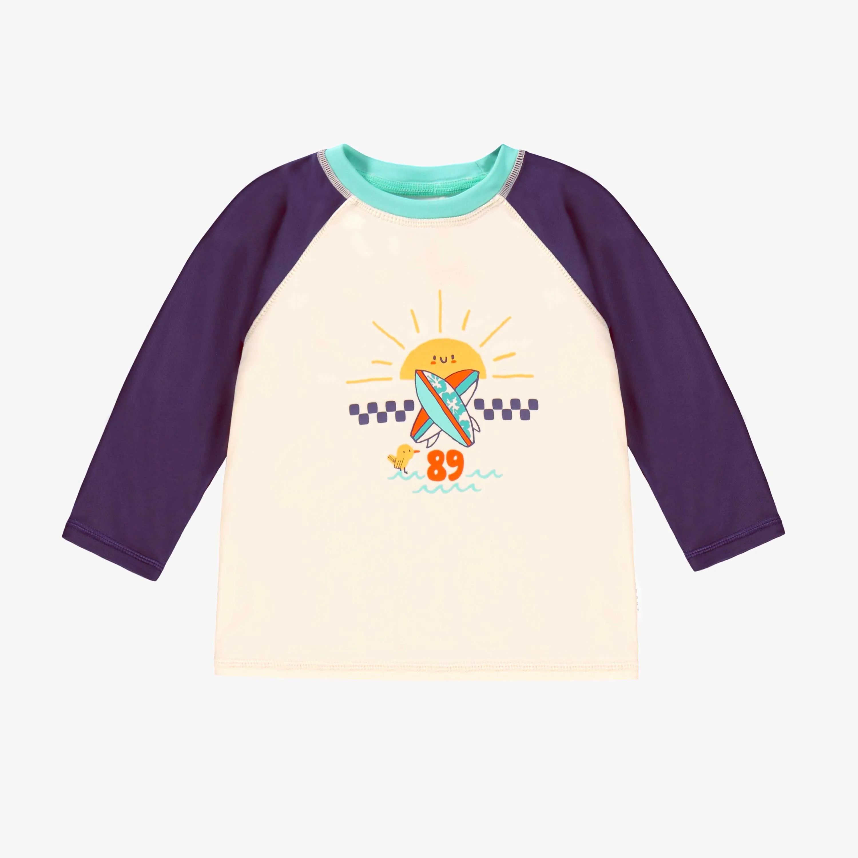 T-shirt de bain crème et mauve avec illustration, bébé