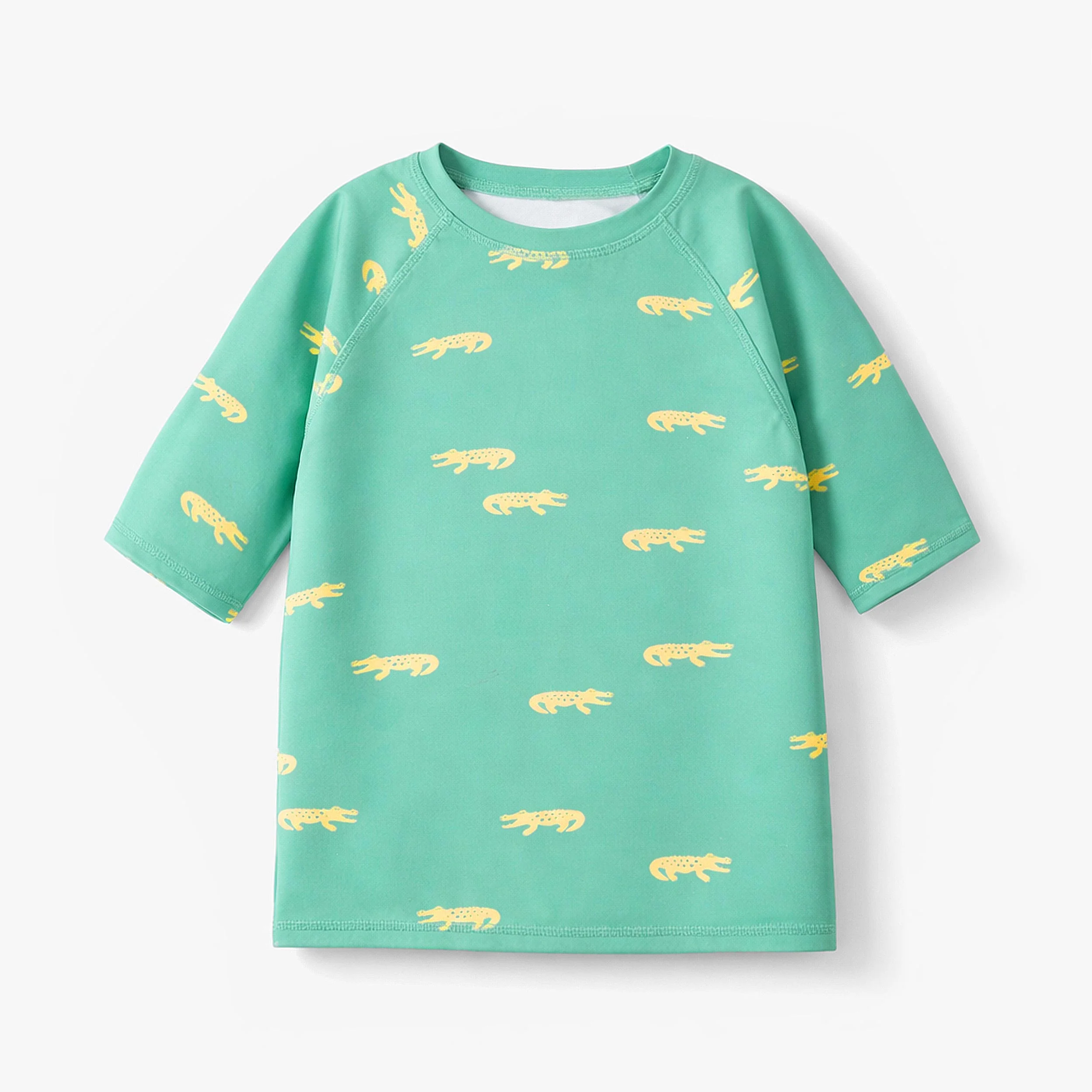T-shirt de bain turquoise à motifs de crocodiles, enfant
