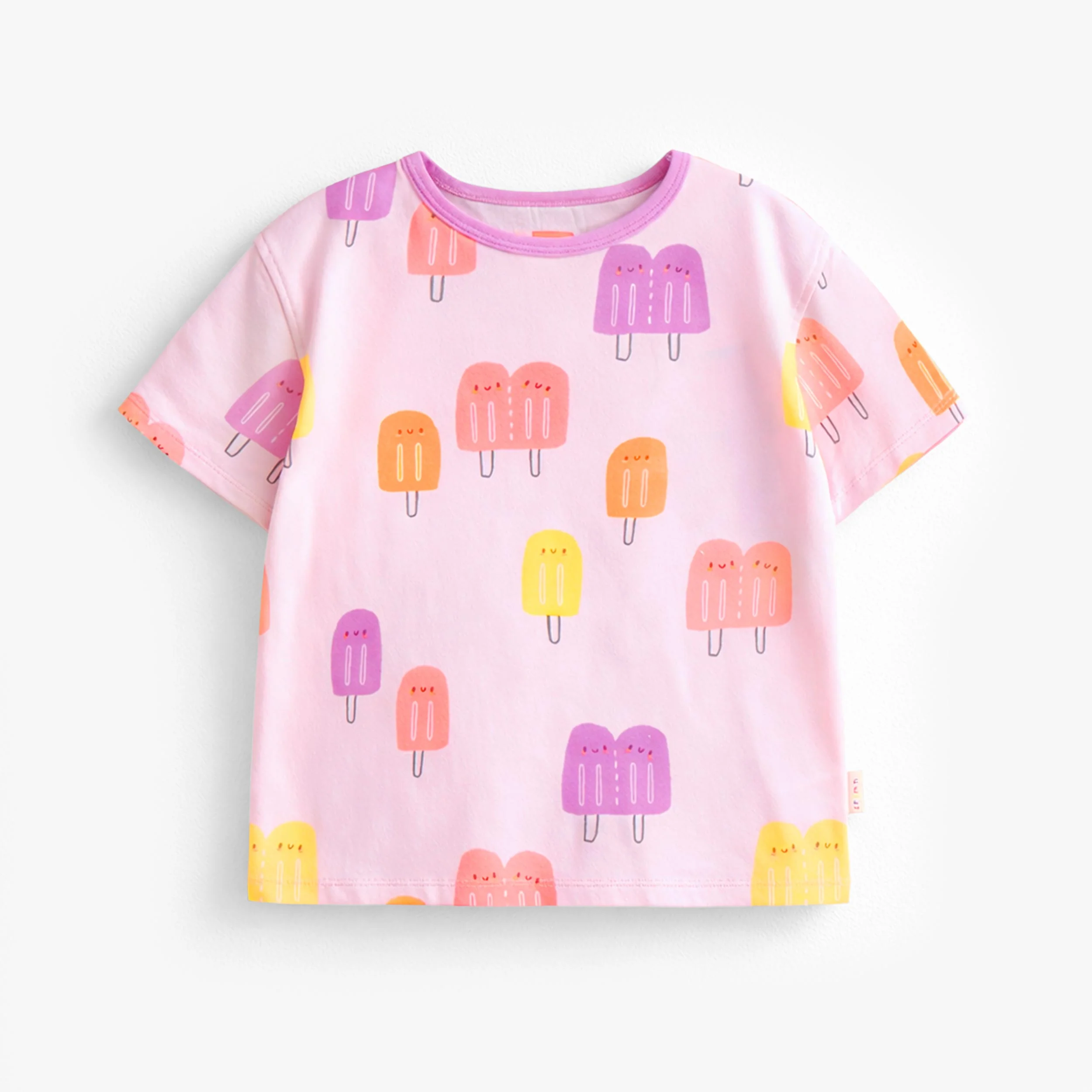 T-shirt mauve à motifs de sucettes glacées, enfant