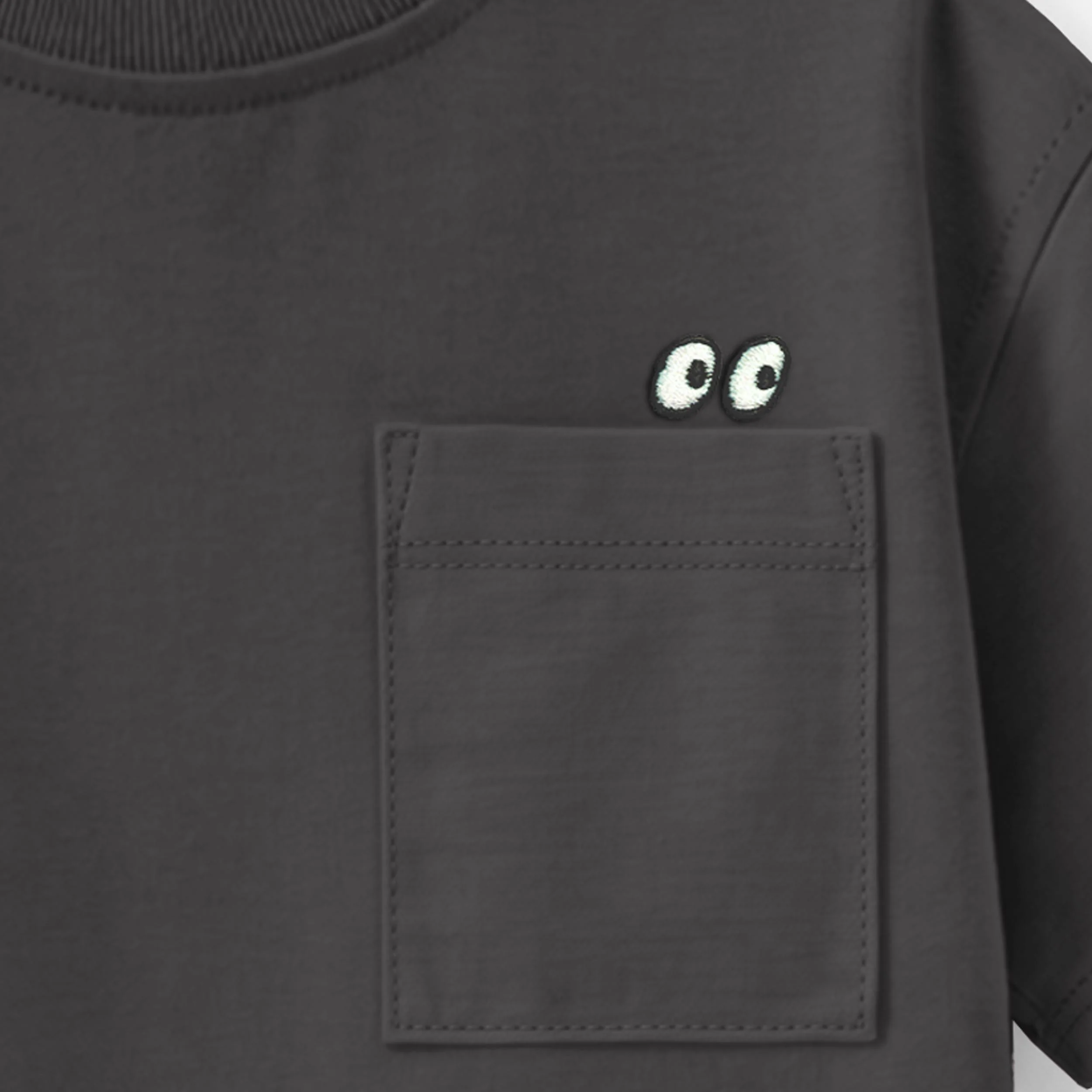 T-shirt noir avec poche, enfant - Image 2