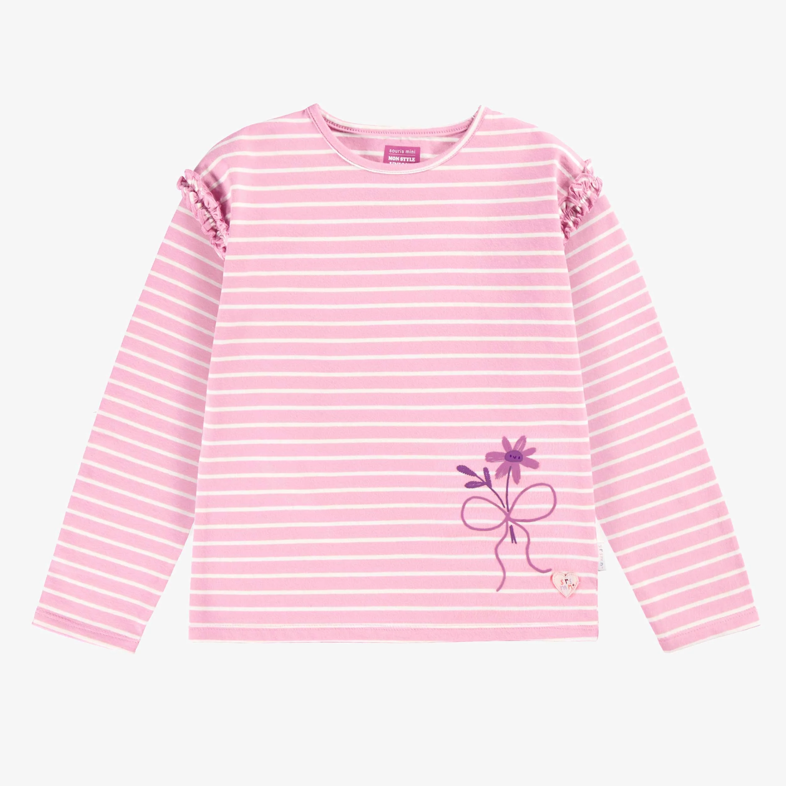 T-shirt lilas à rayures, enfant