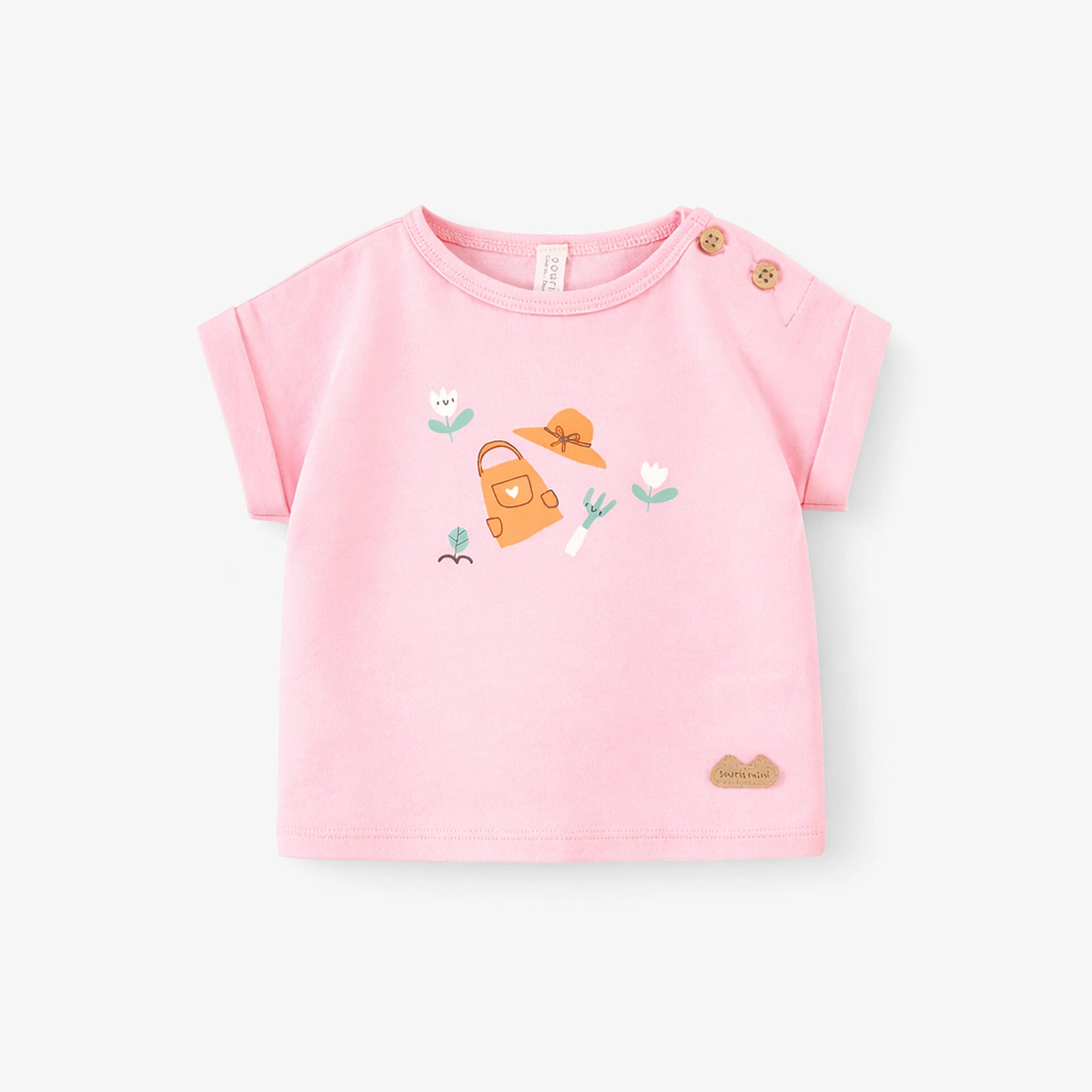 T-shirt rose avec illustration, naissance