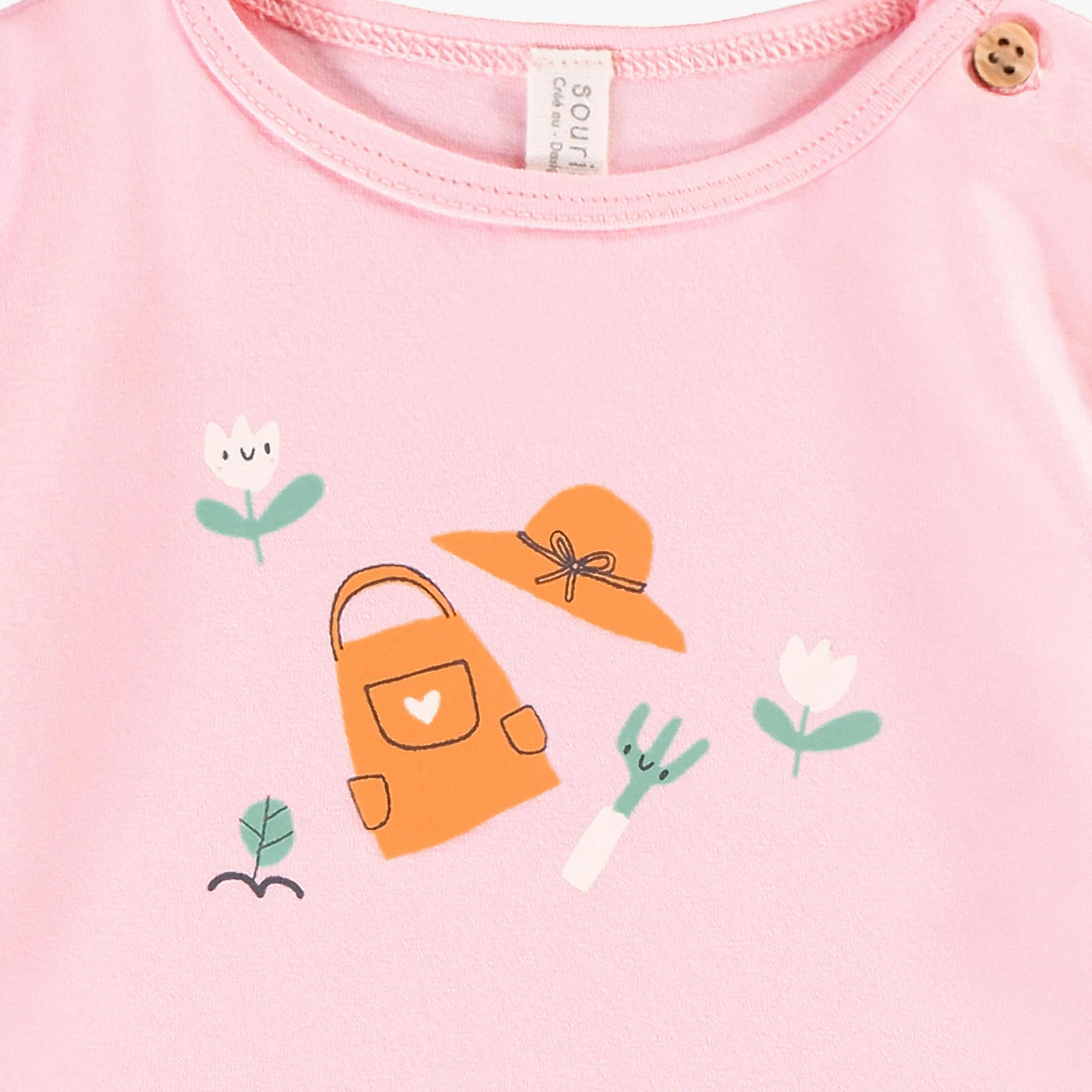 T-shirt rose avec illustration, naissance - Image 4