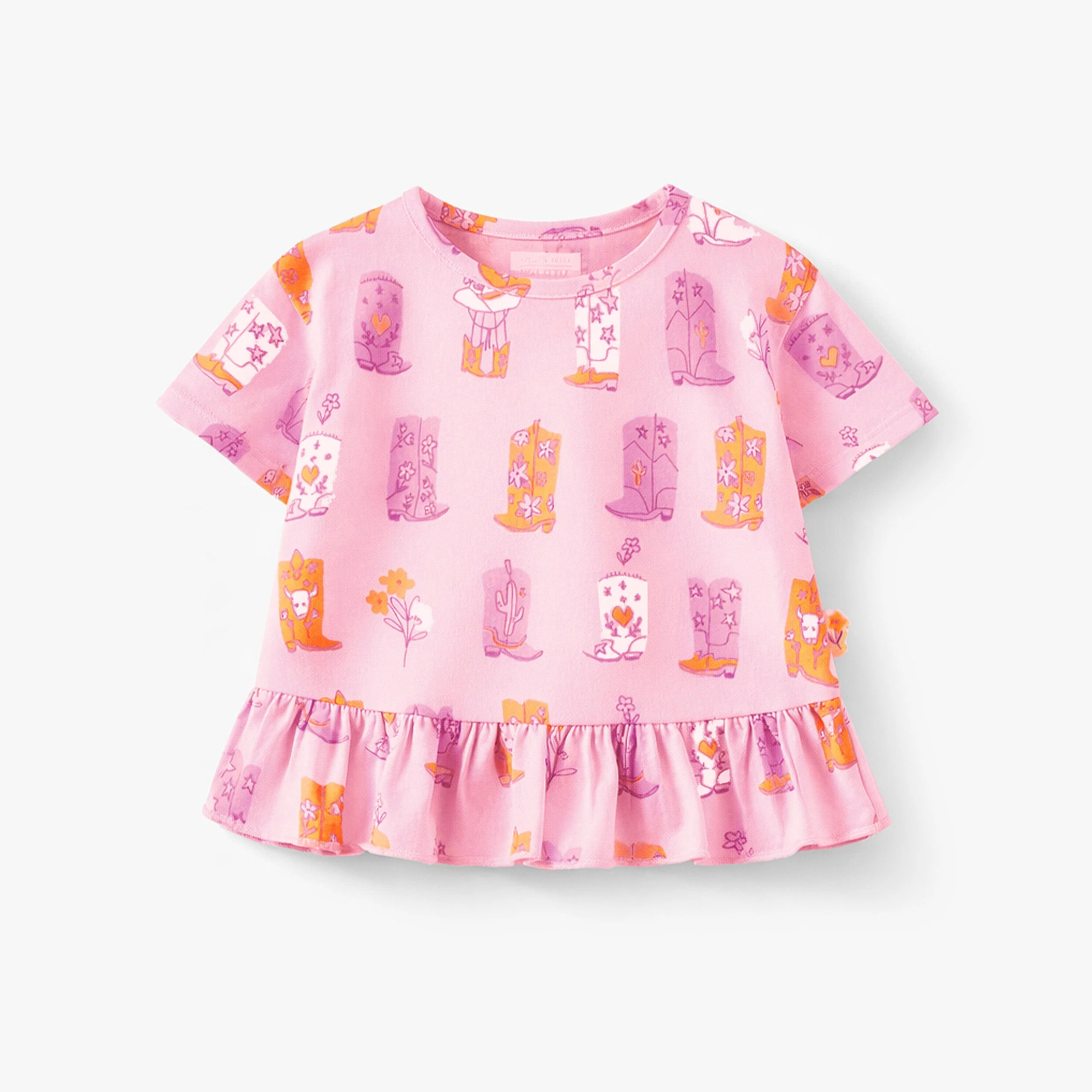 T-shirt rose à motifs bottes de cowboy, bébé