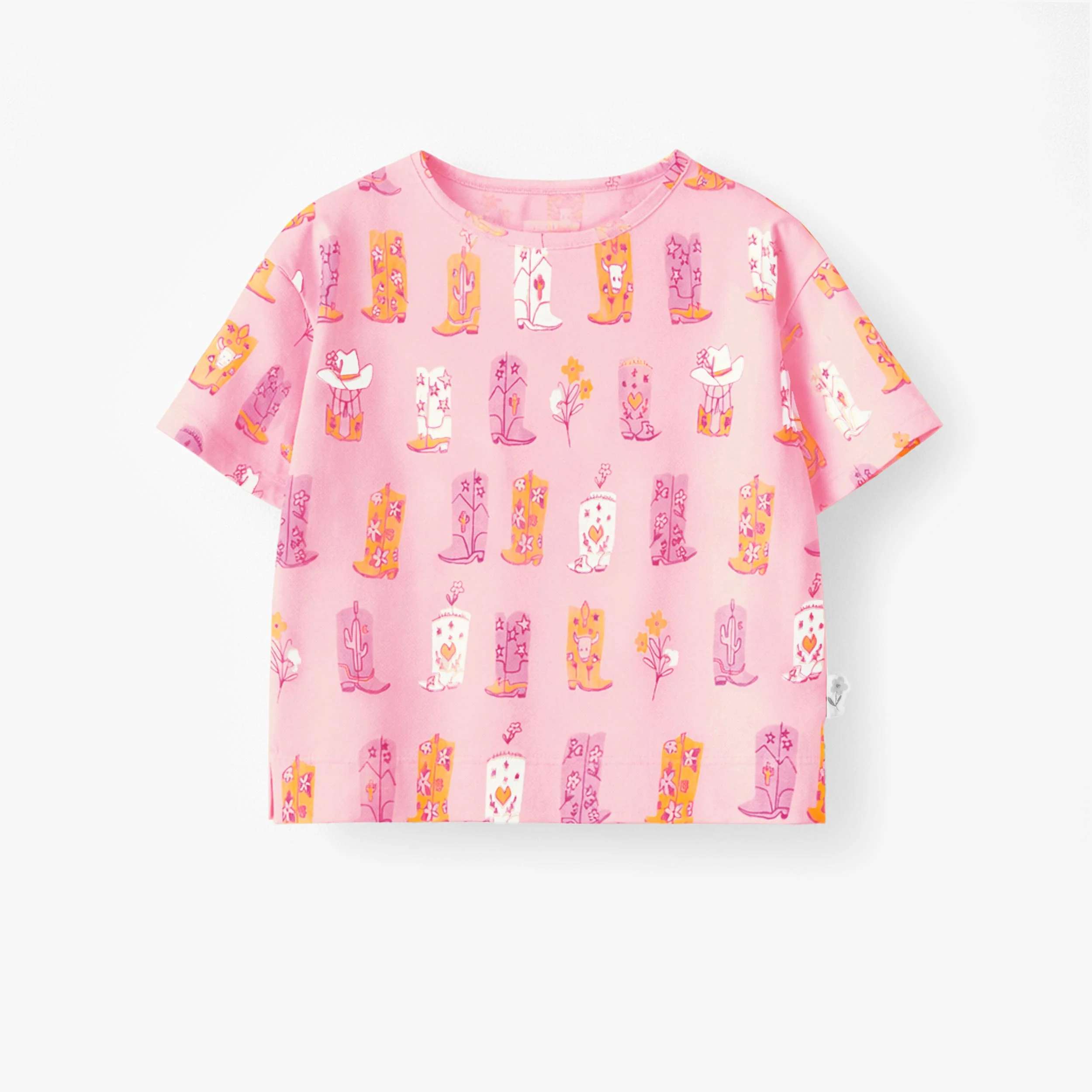 T-shirt rose à motifs bottes de cowboy, enfant