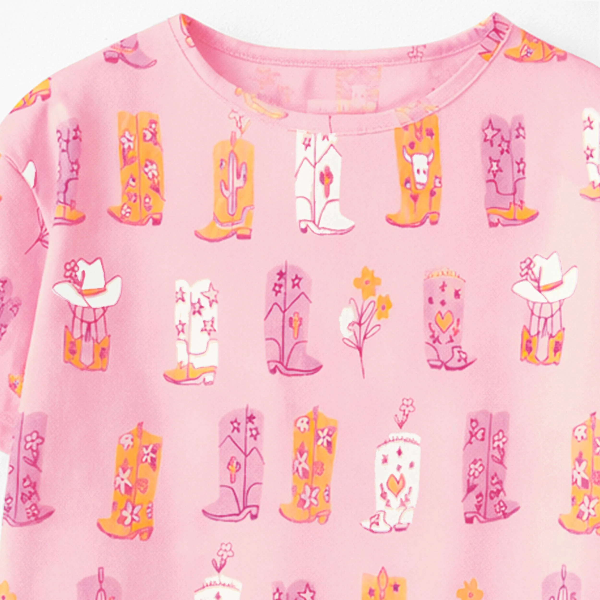 T-shirt rose à motifs bottes de cowboy, enfant - Image 3