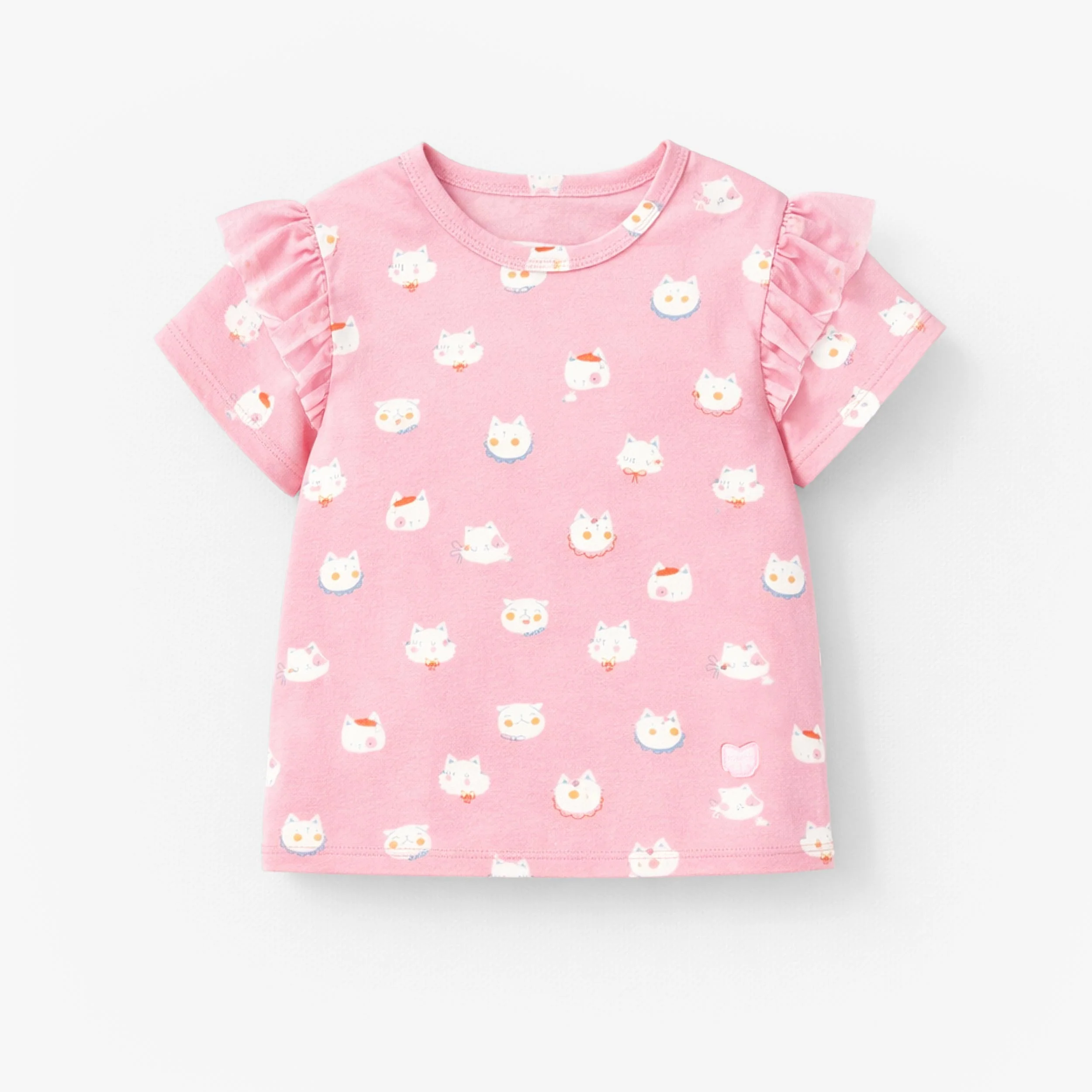 T-shirt rose à motifs de chats, enfant