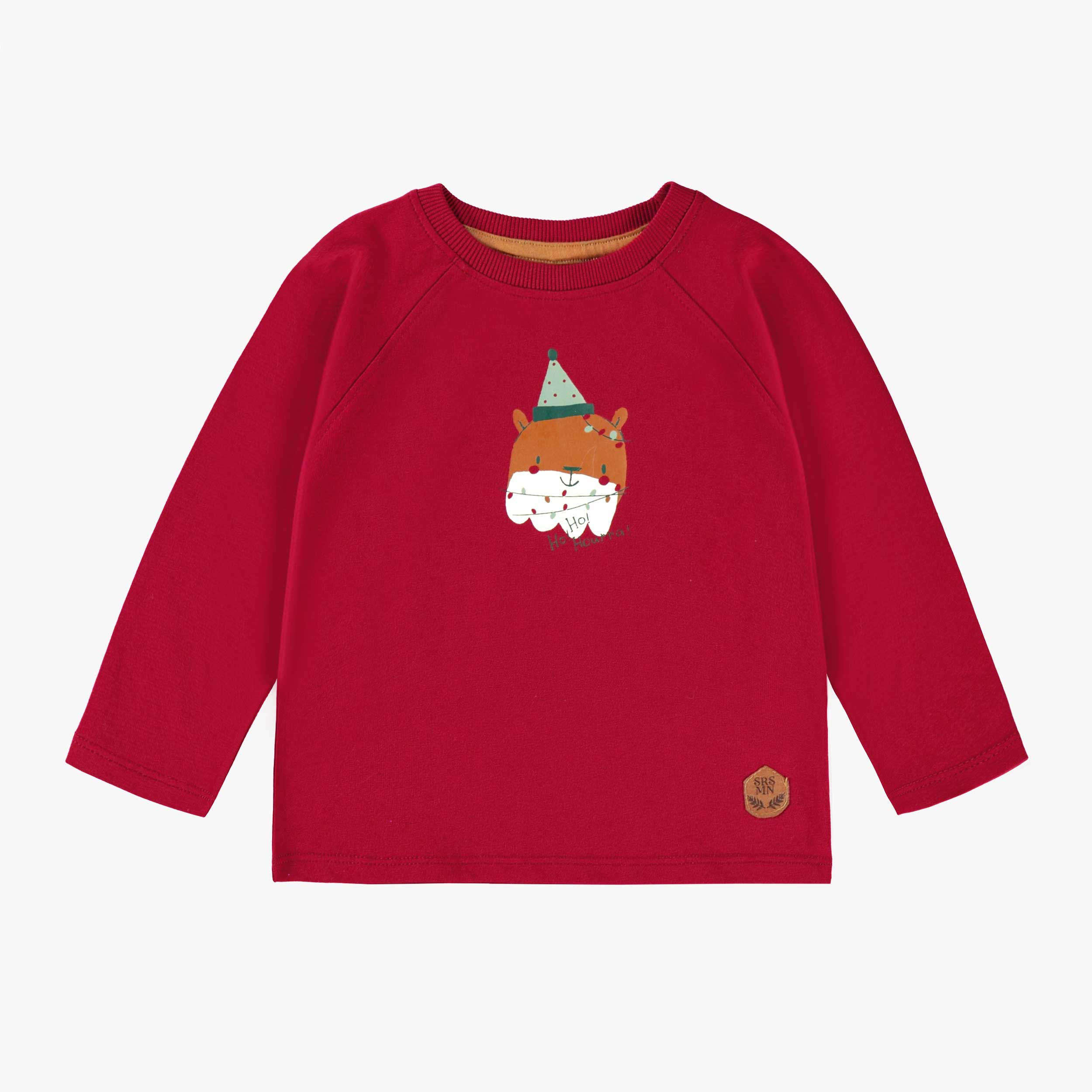 T-shirt rouge avec illustration des Fêtes, bébé