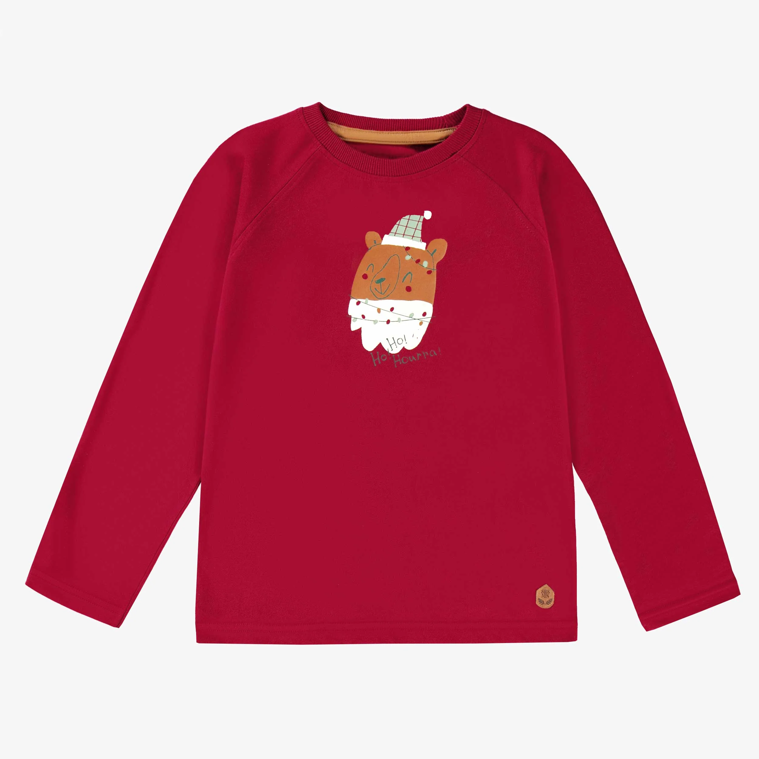 T-shirt rouge avec illustration des Fêtes, enfant