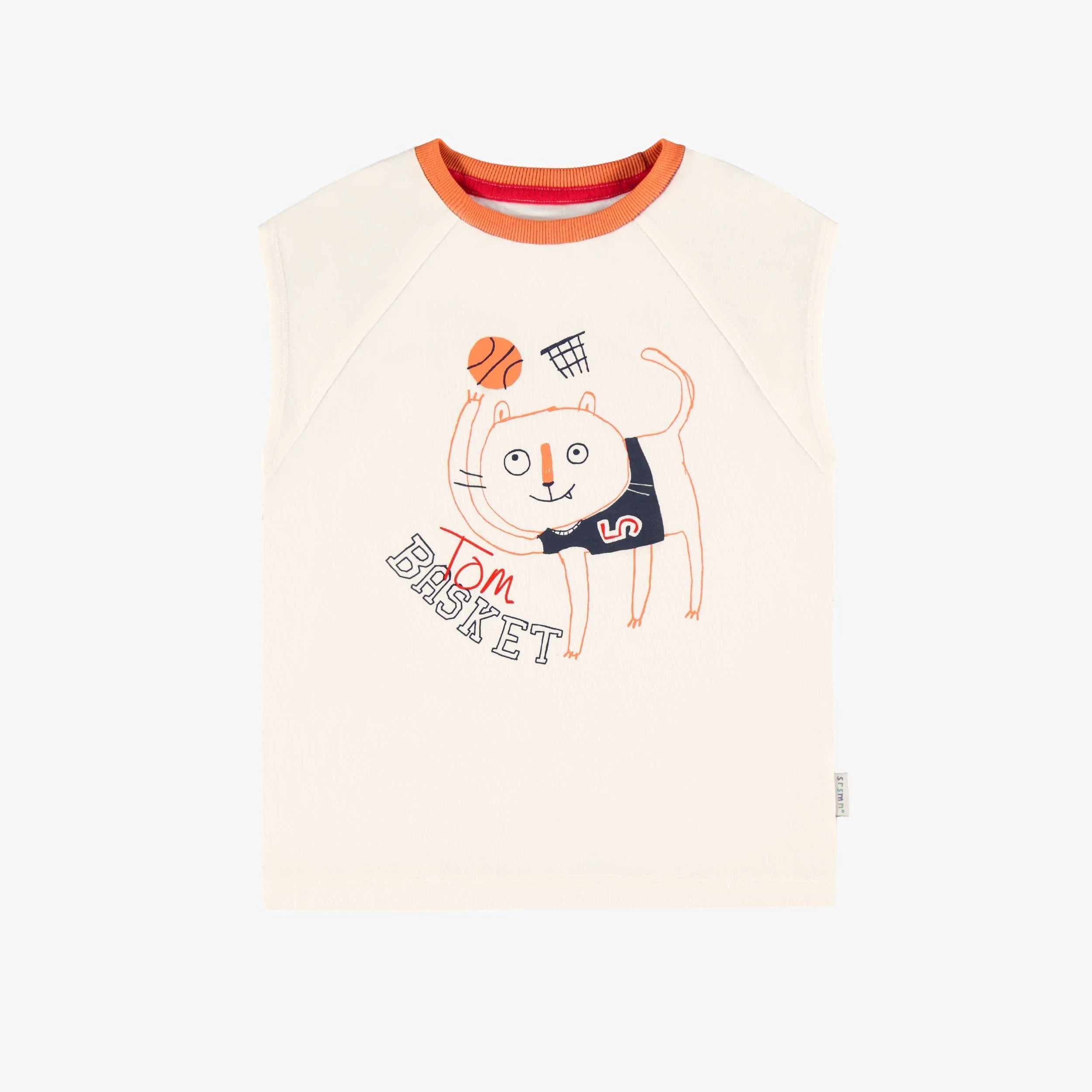 T-shirt sans manches crème avec illustration, enfant