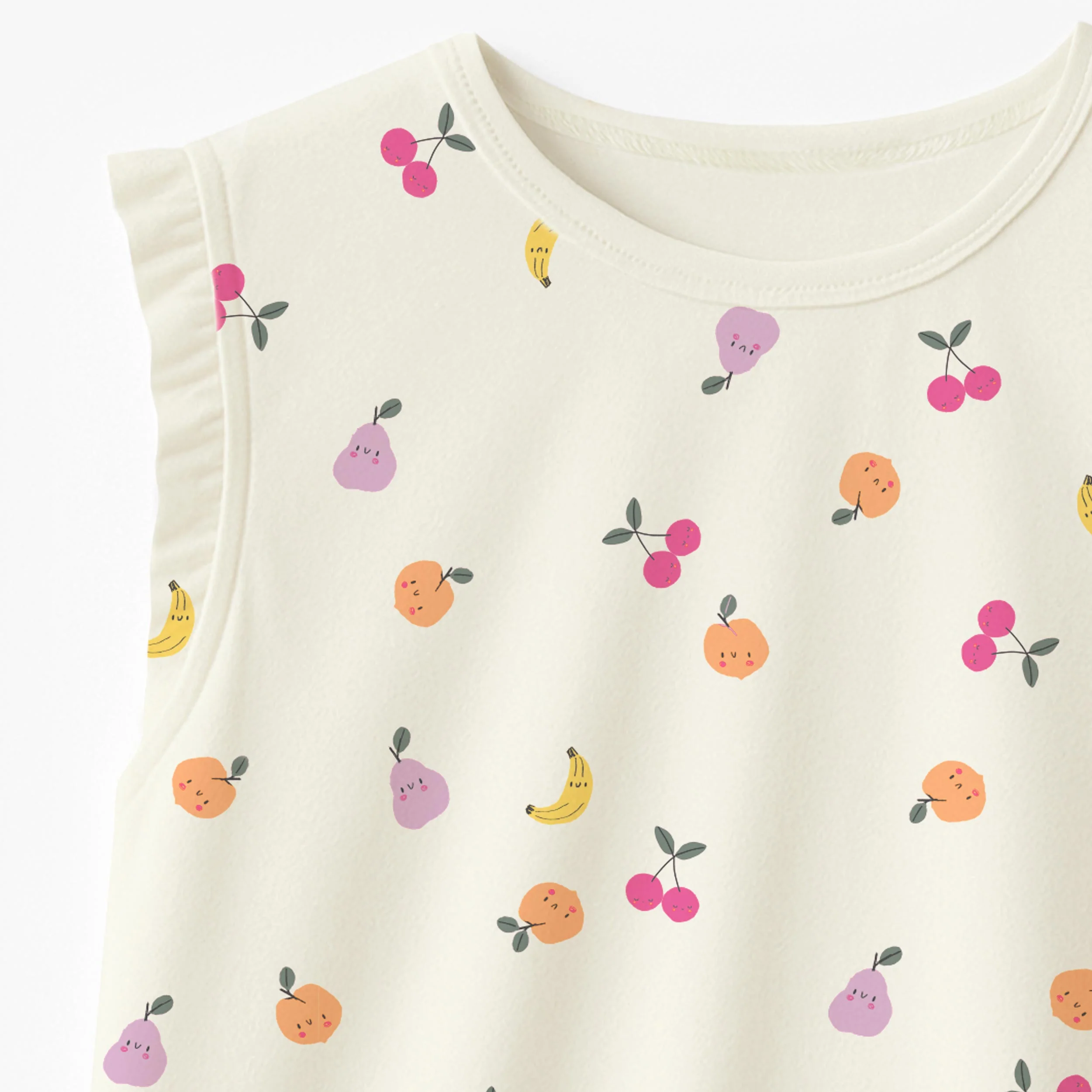 T-shirt sans manches crème à motifs de fruits, enfant - Image 7