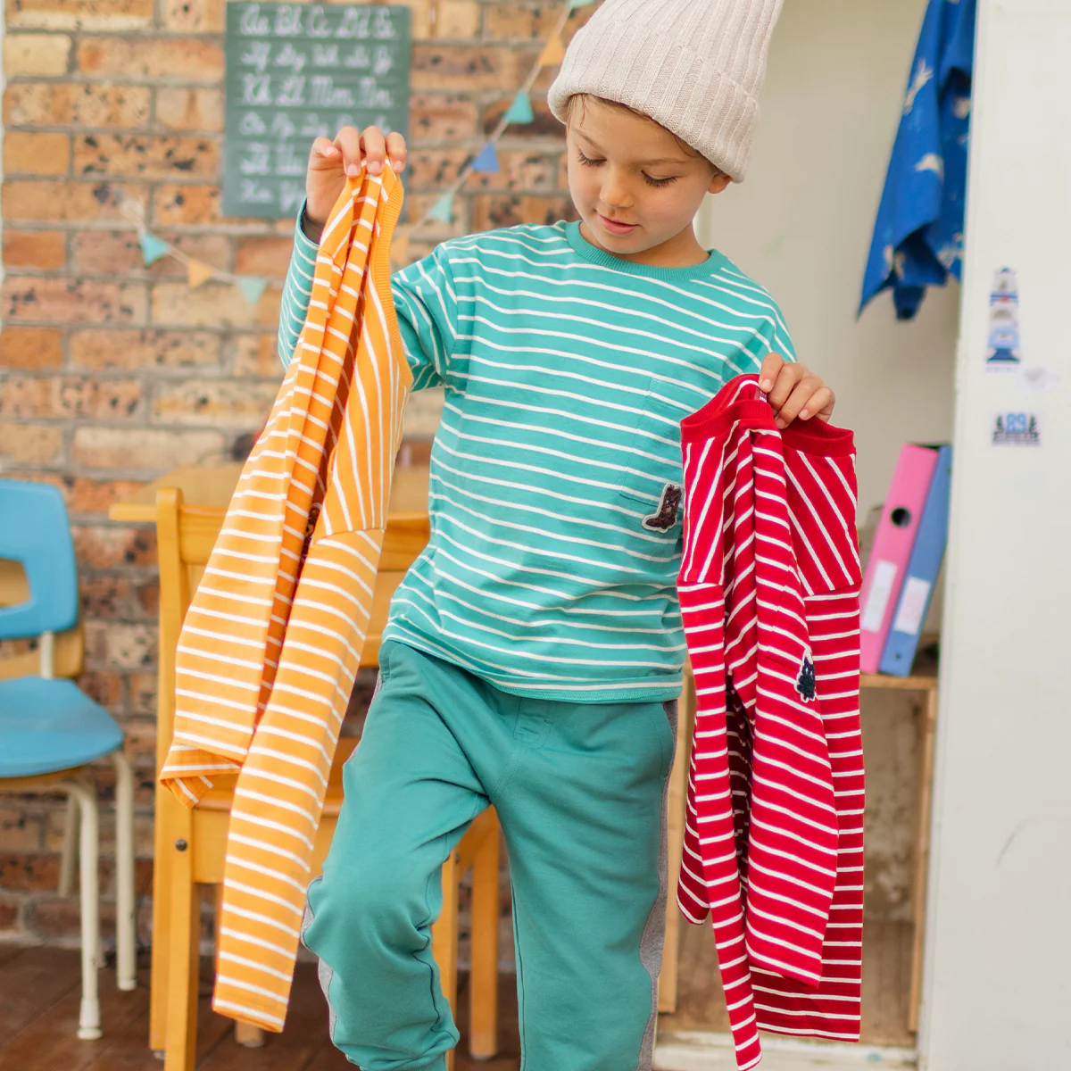 T-shirt turquoise à rayures, enfant - Image 3