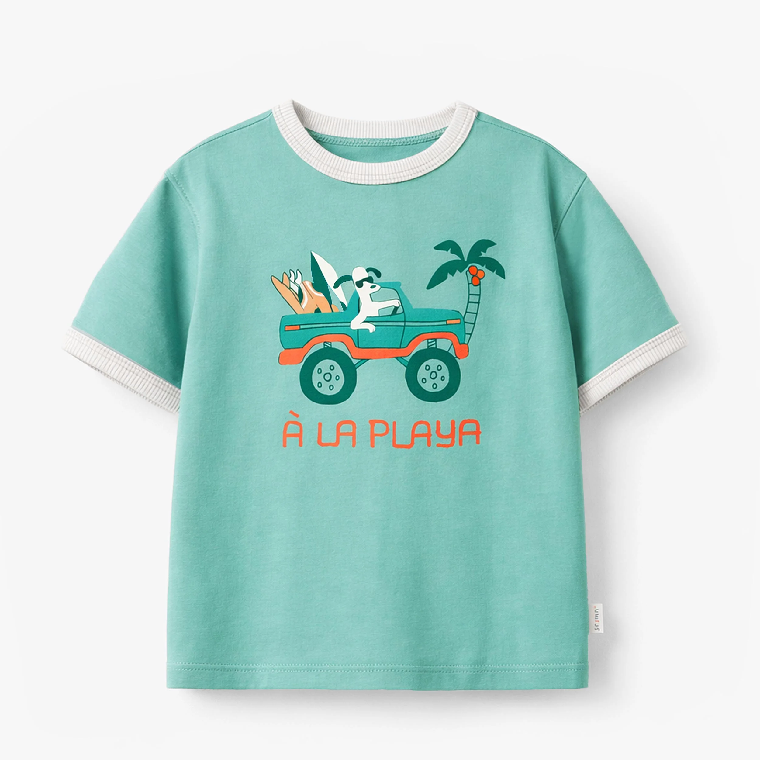 T-shirt turquoise avec illustration, enfant