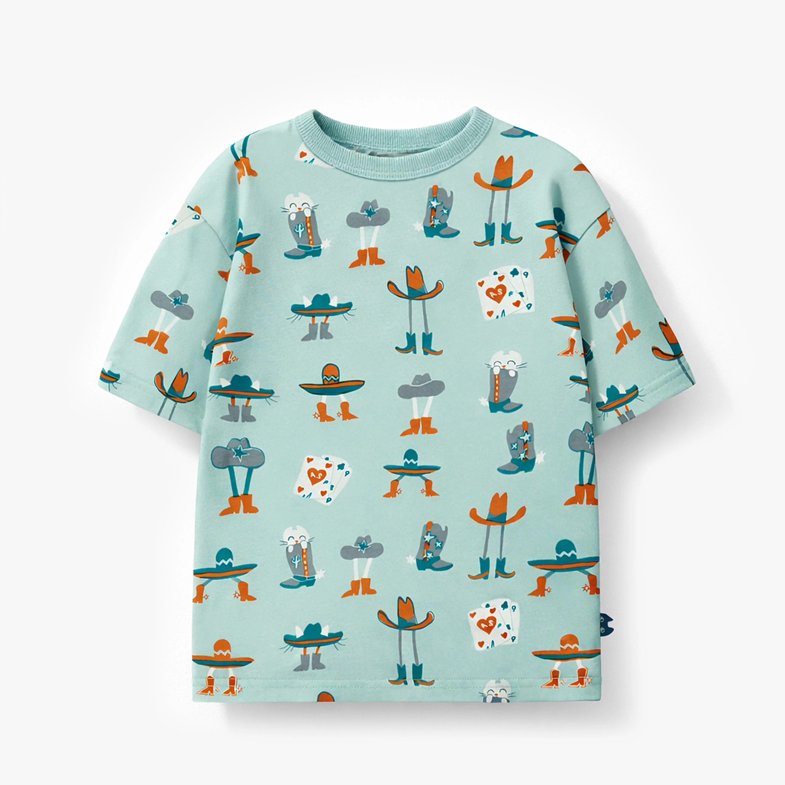 T-shirt turquoise à motifs western, enfant