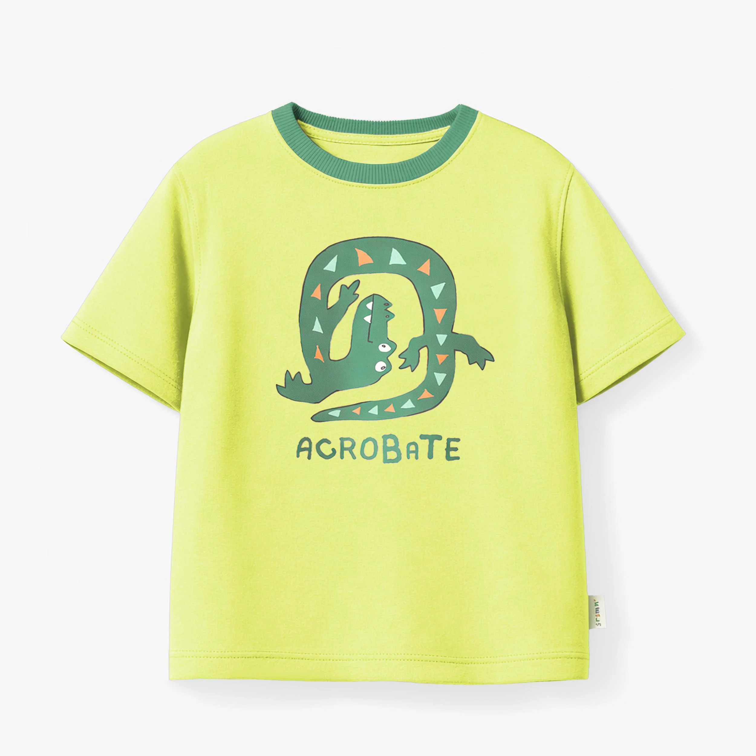 T-shirt vert lime avec illustration, enfant