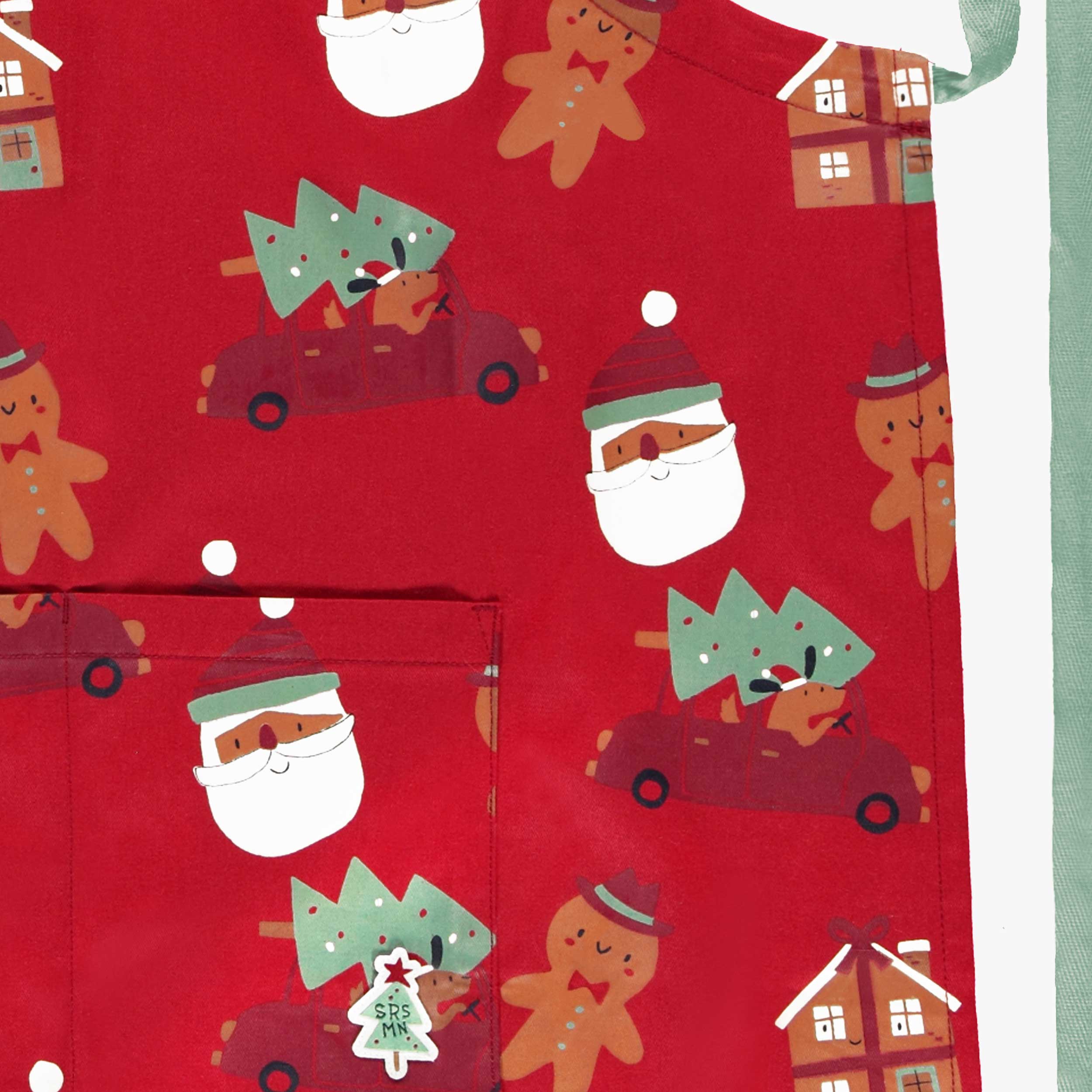 Tablier rouge à motifs des Fêtes, adulte - Image 3
