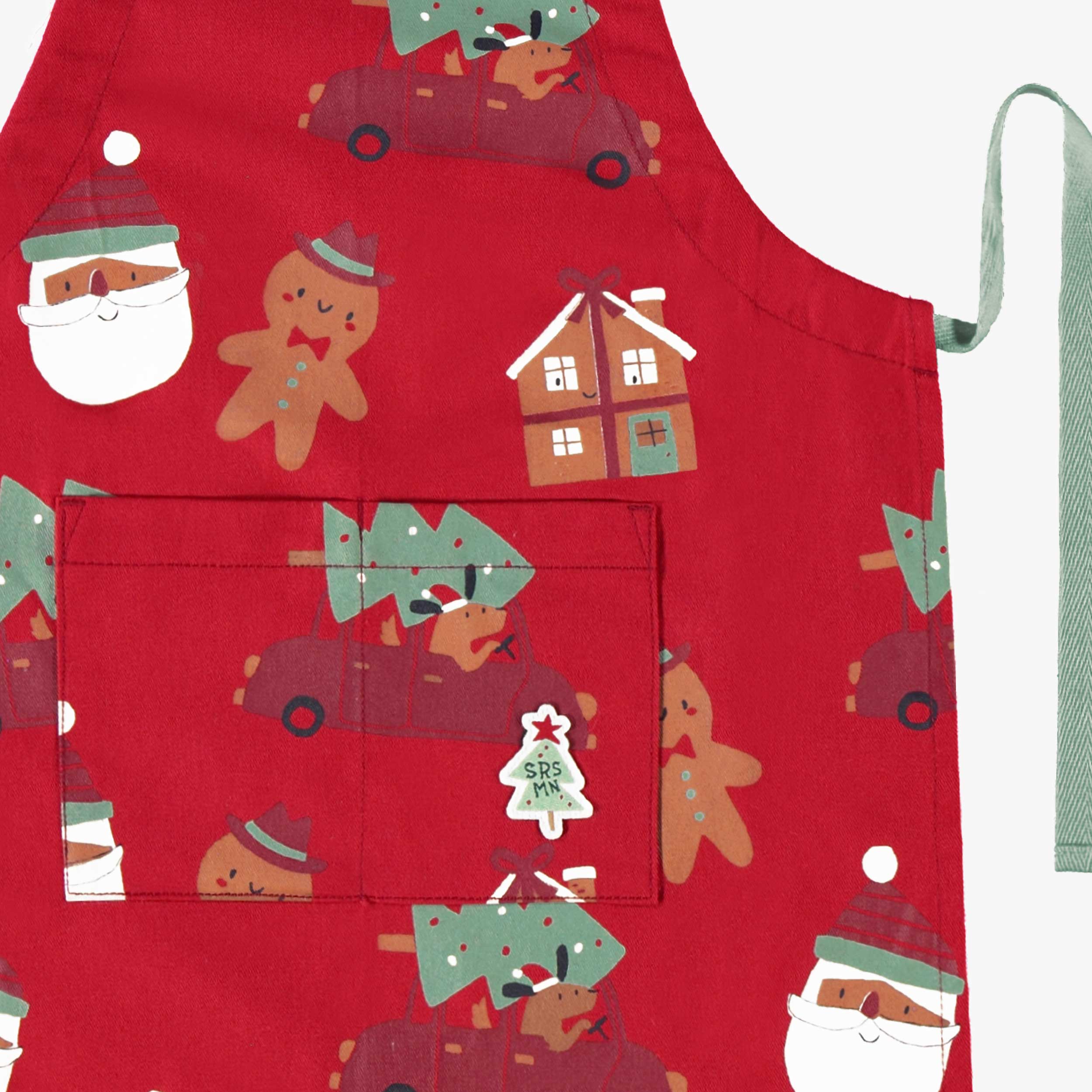 Tablier rouge à motifs des Fêtes, enfant - Image 5