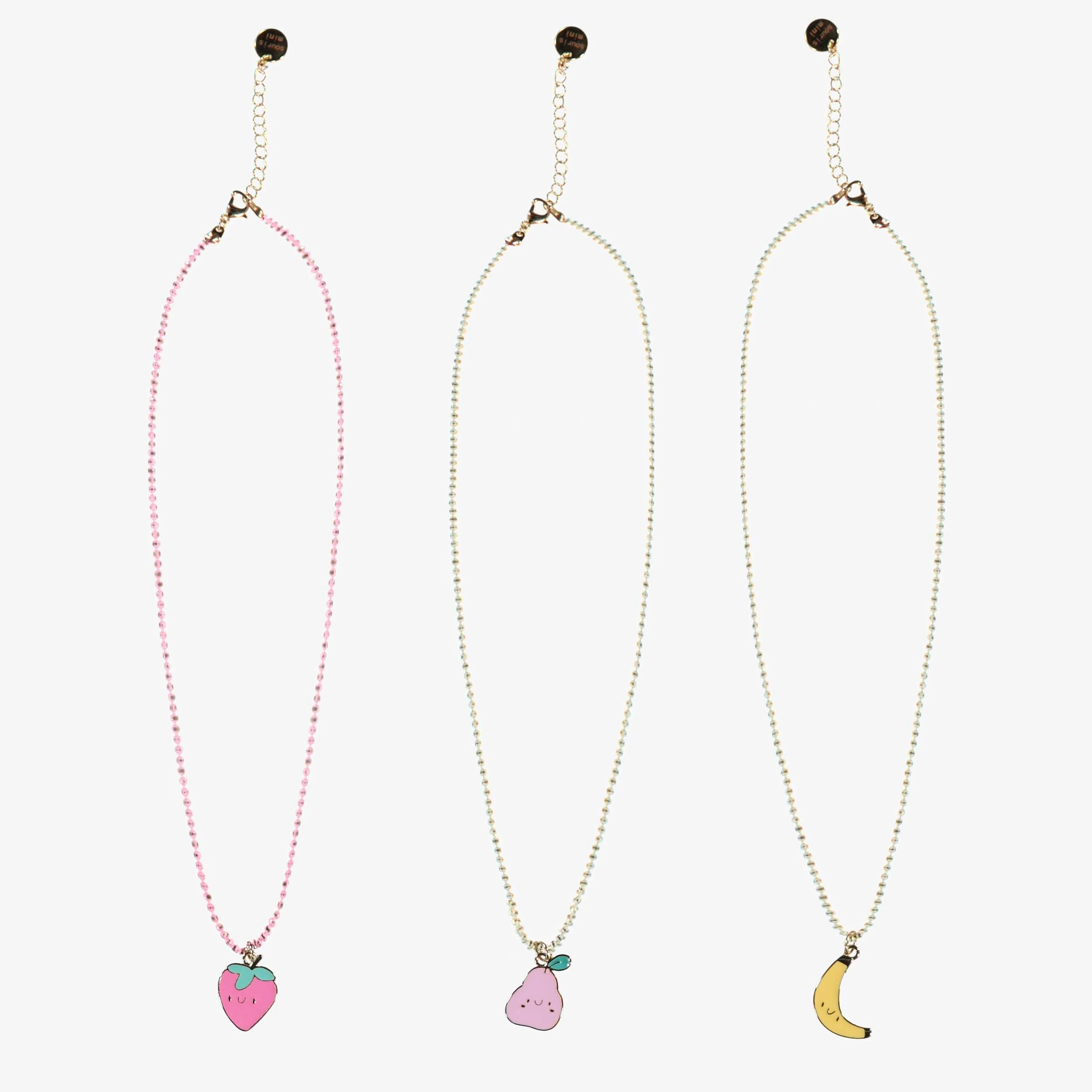 Trio de colliers banane, fraise et poire, enfant