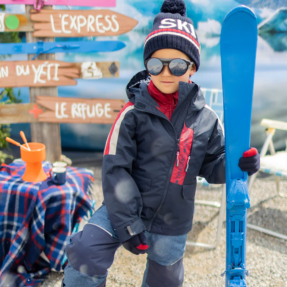 Tuque bleu marine en tricot, enfant - Image 2