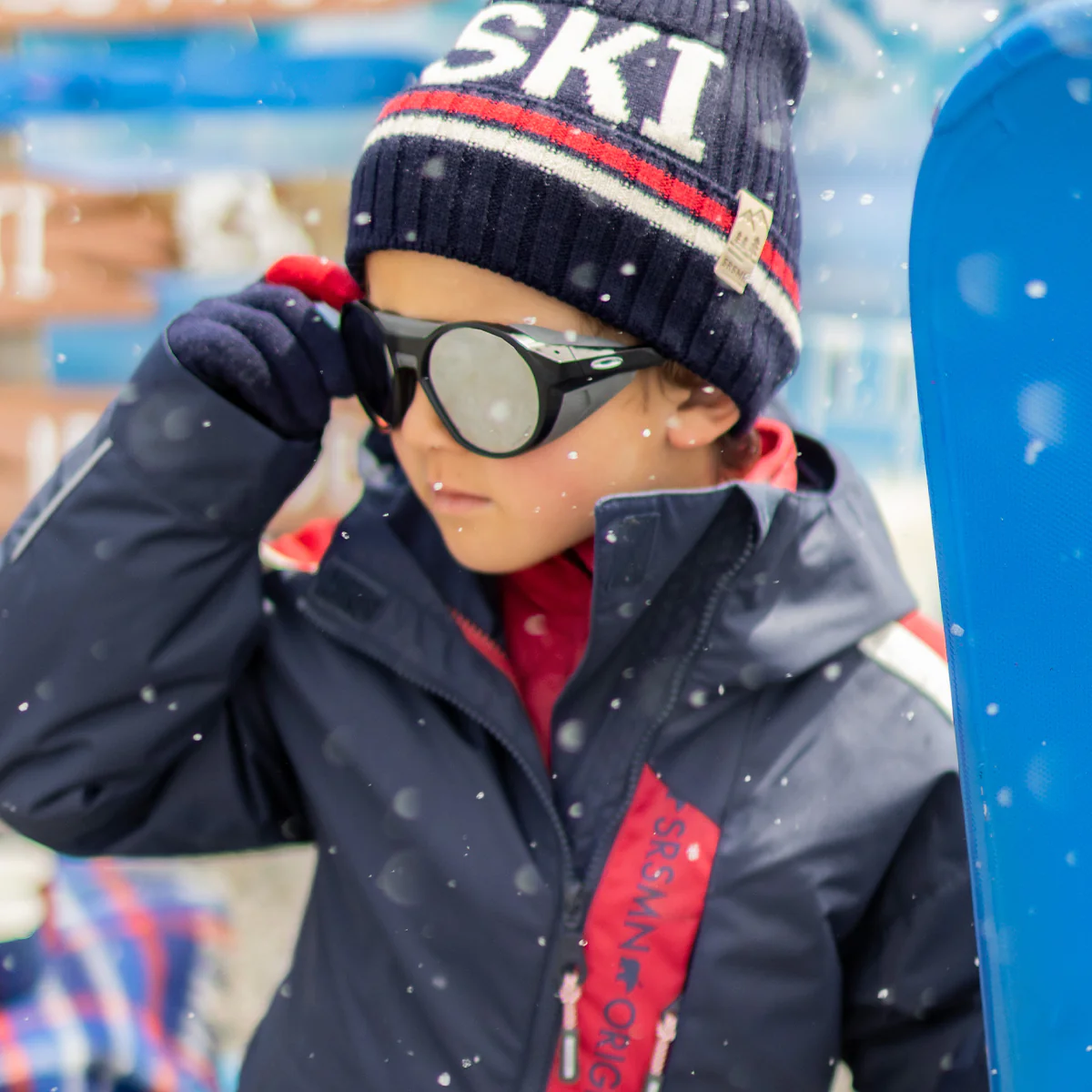 Tuque bleu marine en tricot, enfant - Image 3