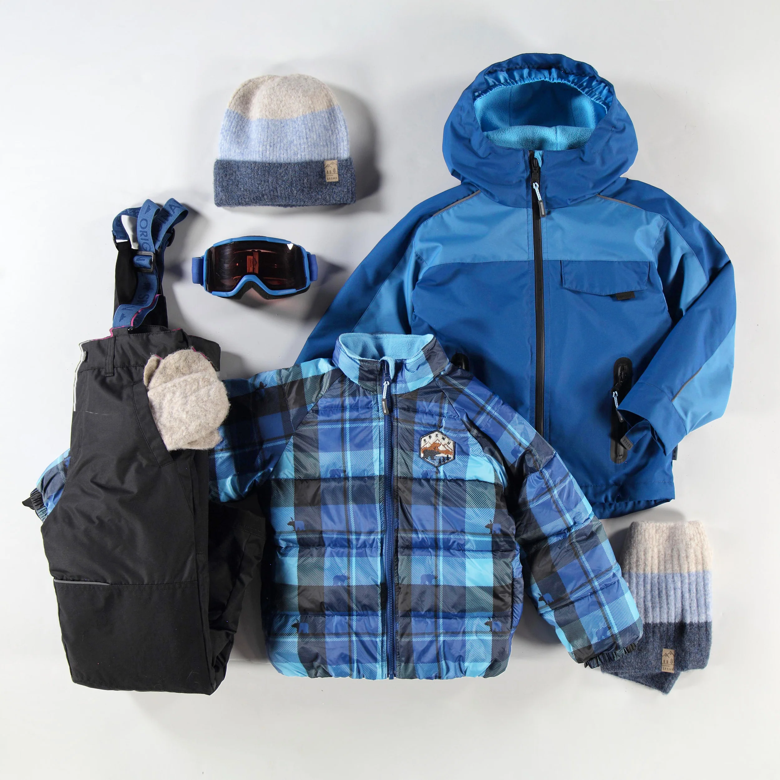 Tuque crème et bleu en tricot avec rayures, enfant - Image 3