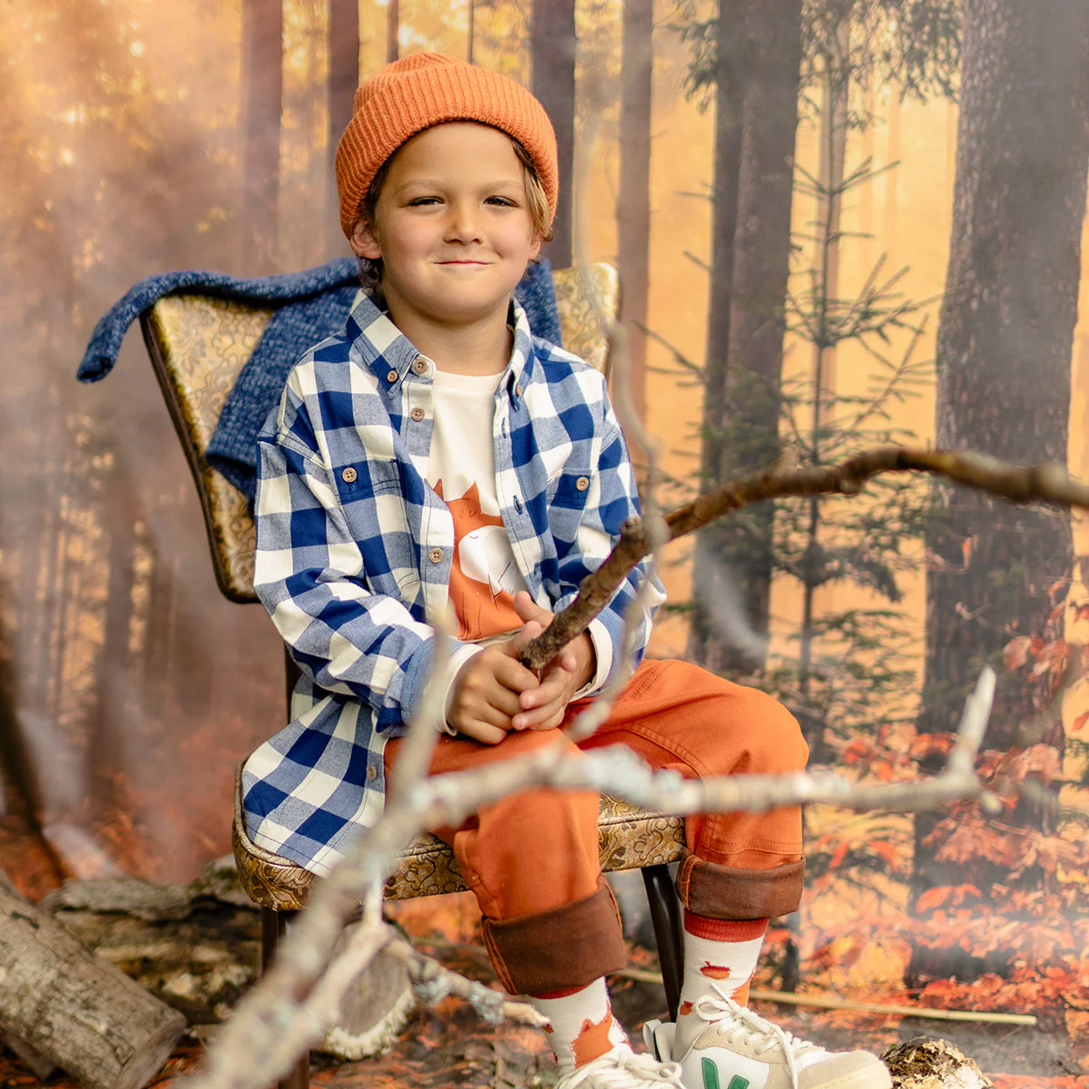 Tuque en tricot orange, enfant - Image 2