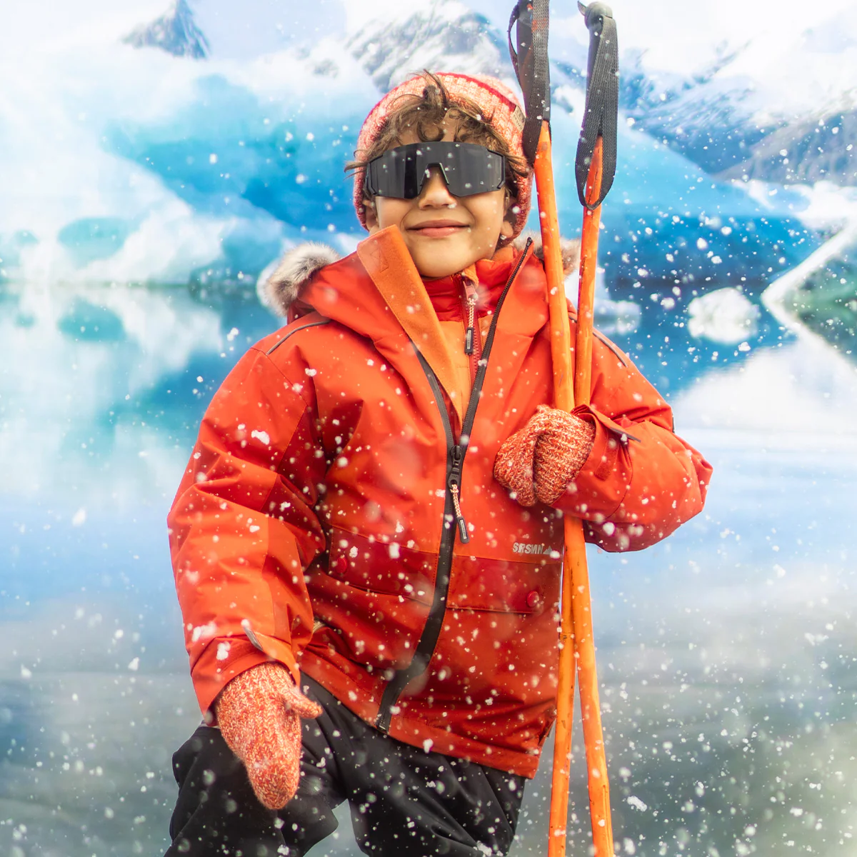Tuque orange en tricot, enfant - Image 3