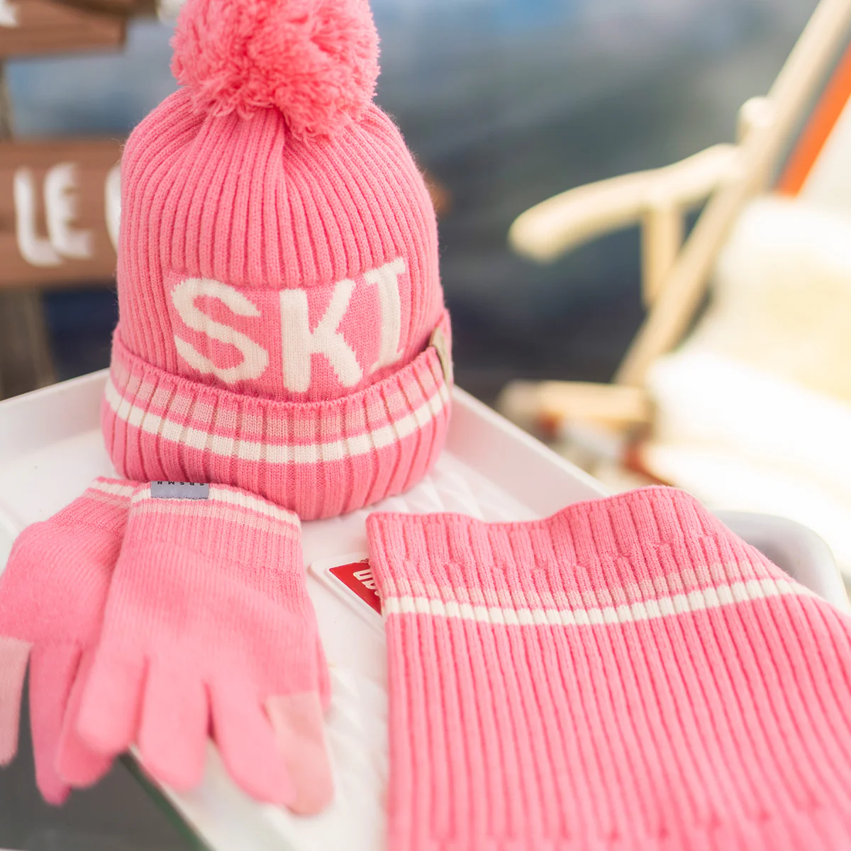 Tuque rose en tricot, enfant - Image 4