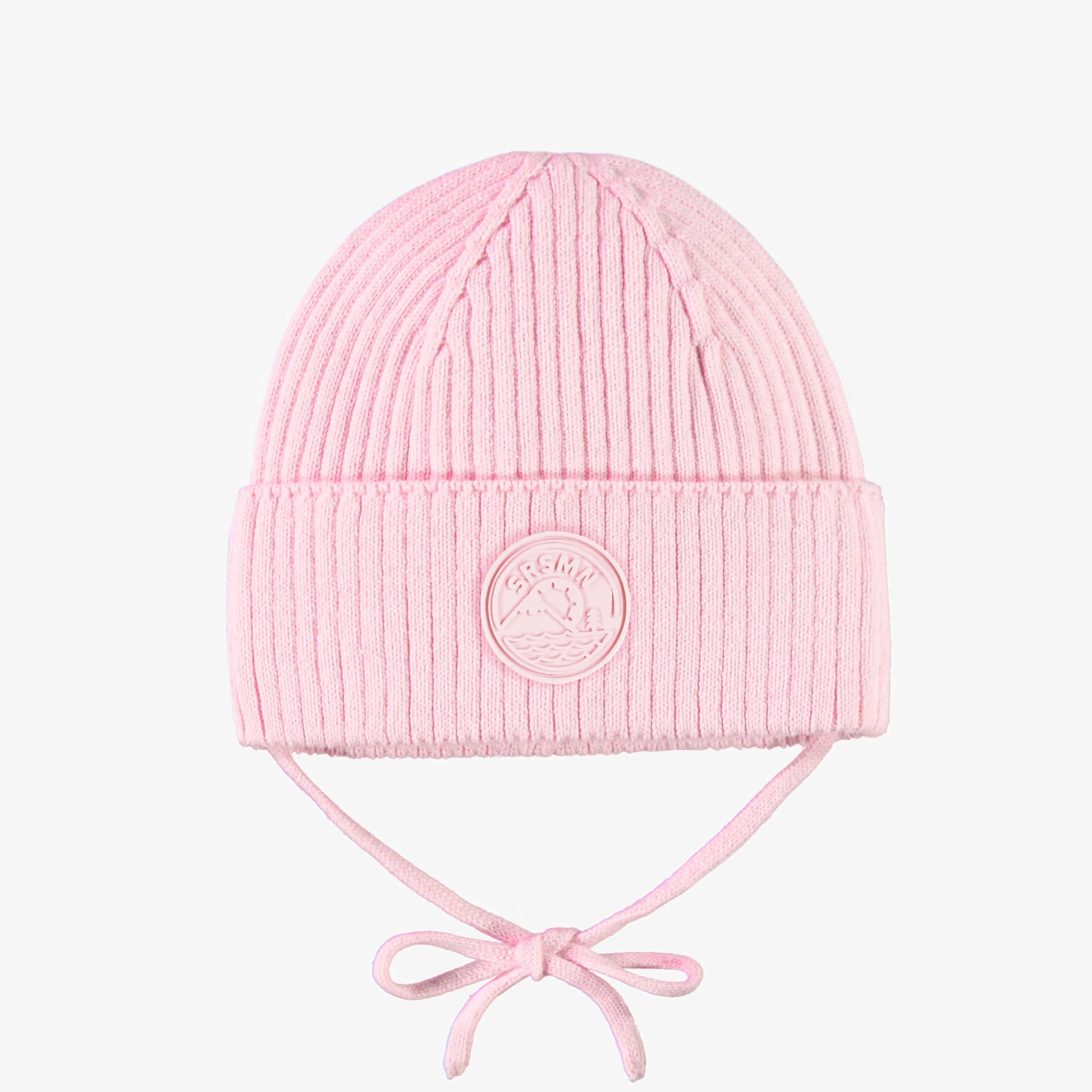 Tuque rose scintillant en tricot, bébé
