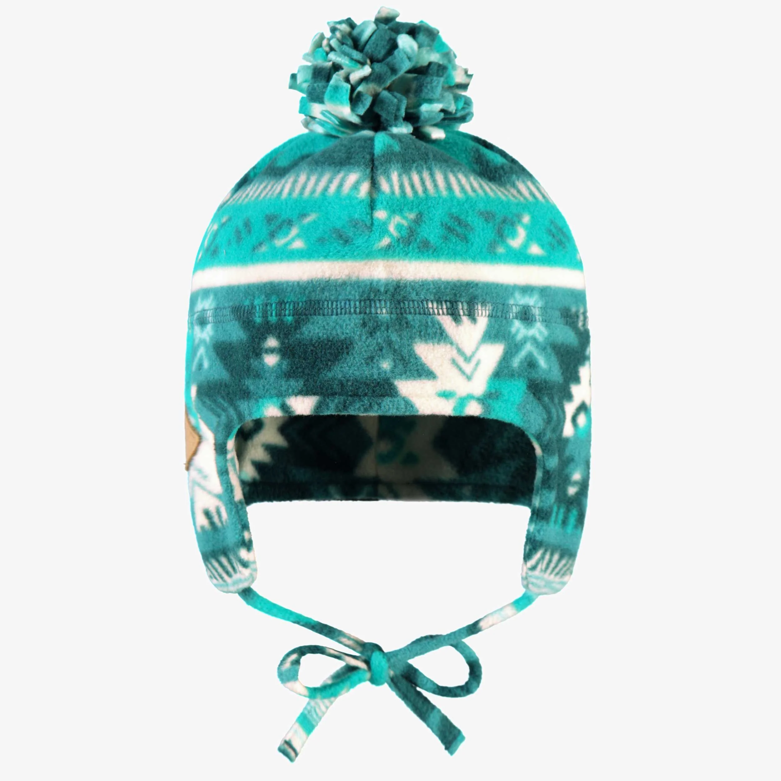 Tuque turquoise en polar avec motifs, bébé