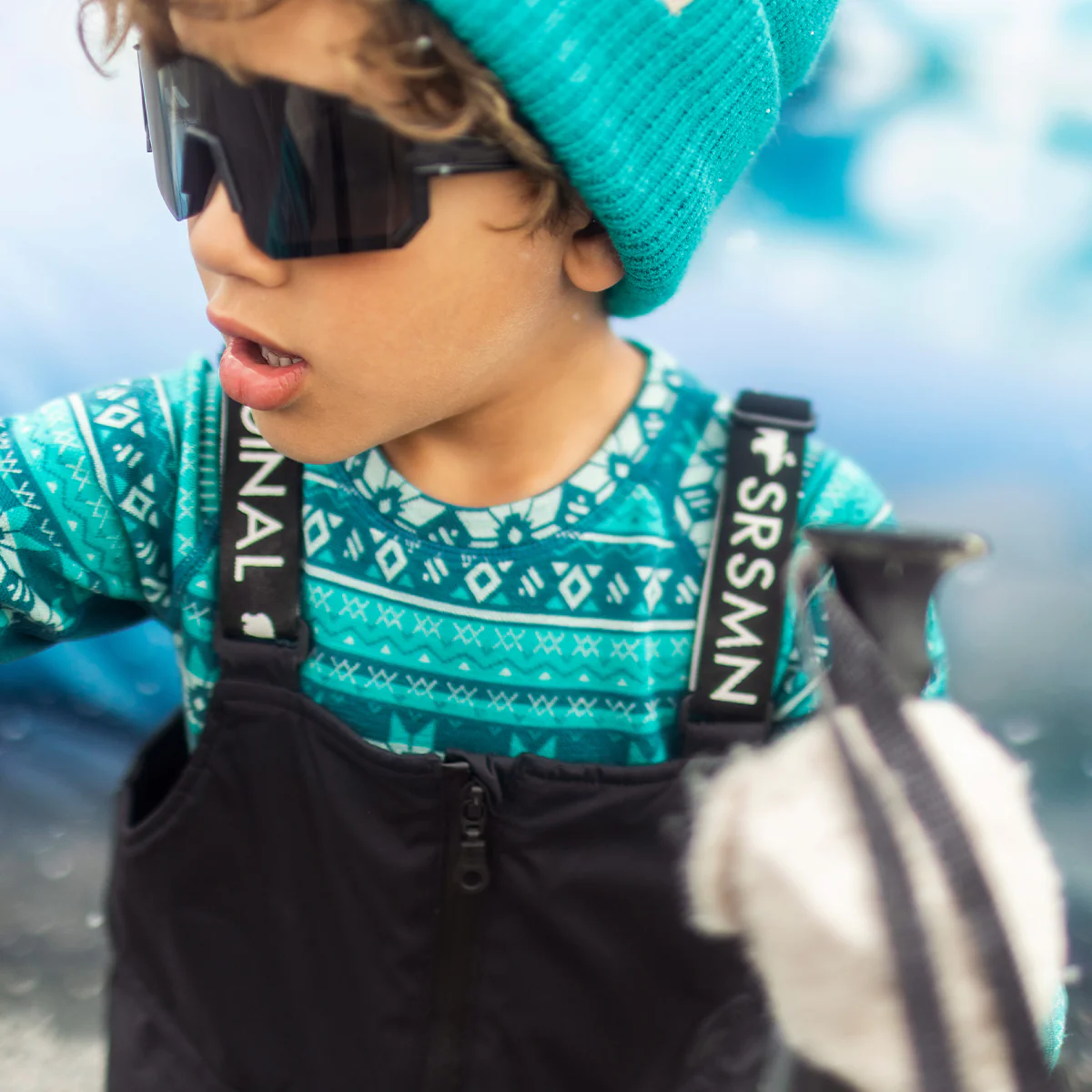 Tuque turquoise en tricot, enfant - Image 5