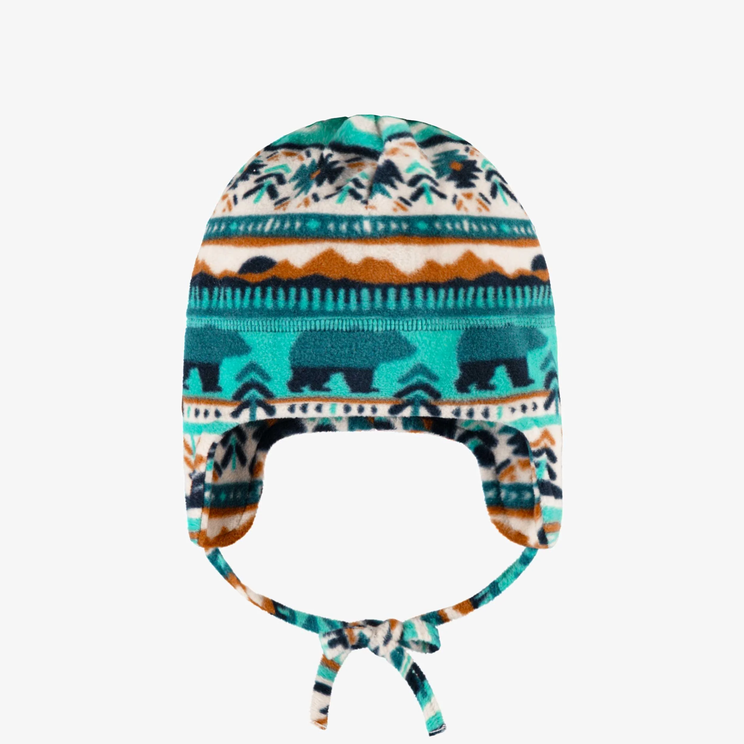 Tuque turquoise et crème à motifs en polar, bébé