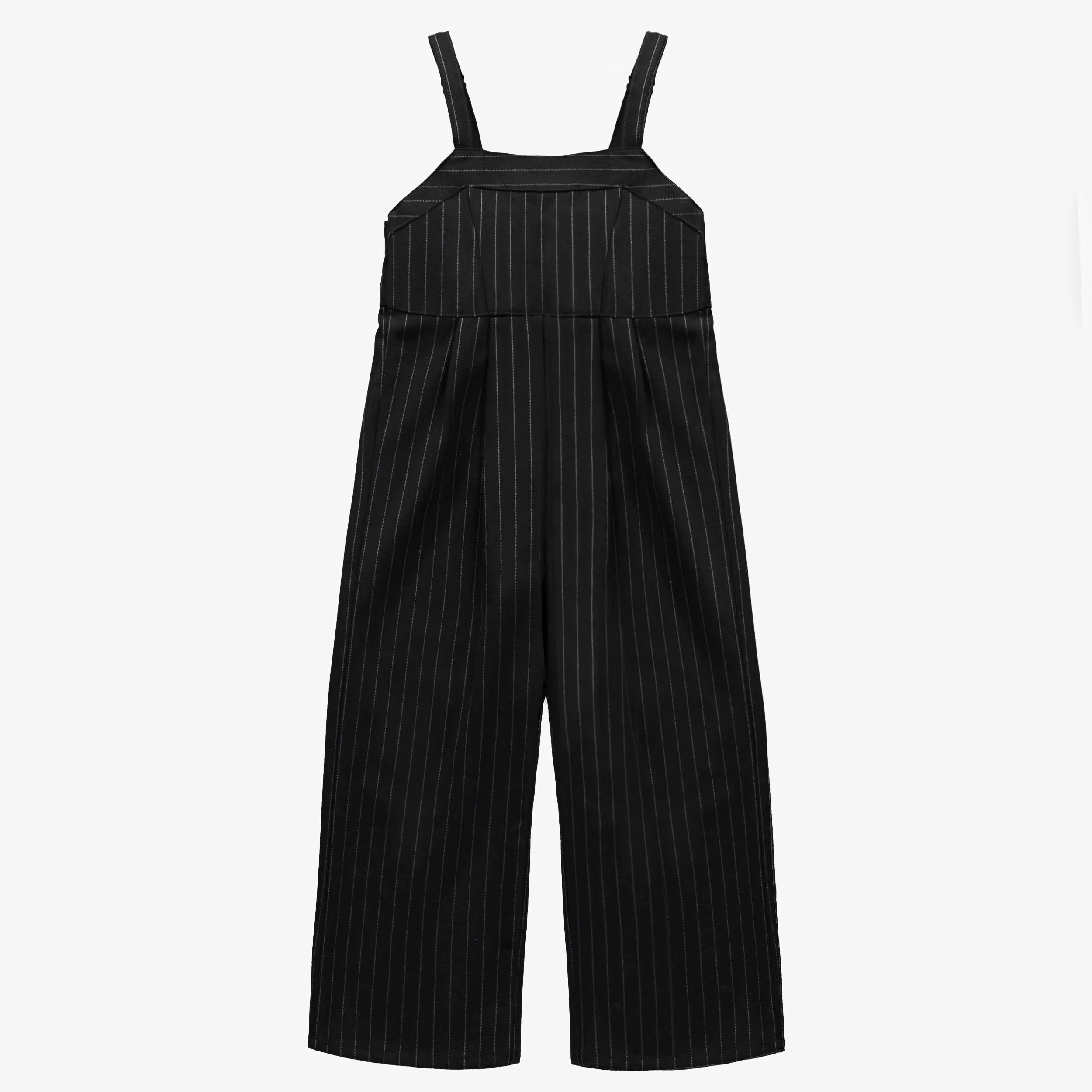 Une-pièce noir et blanc à rayures en gabardine de coton, enfant