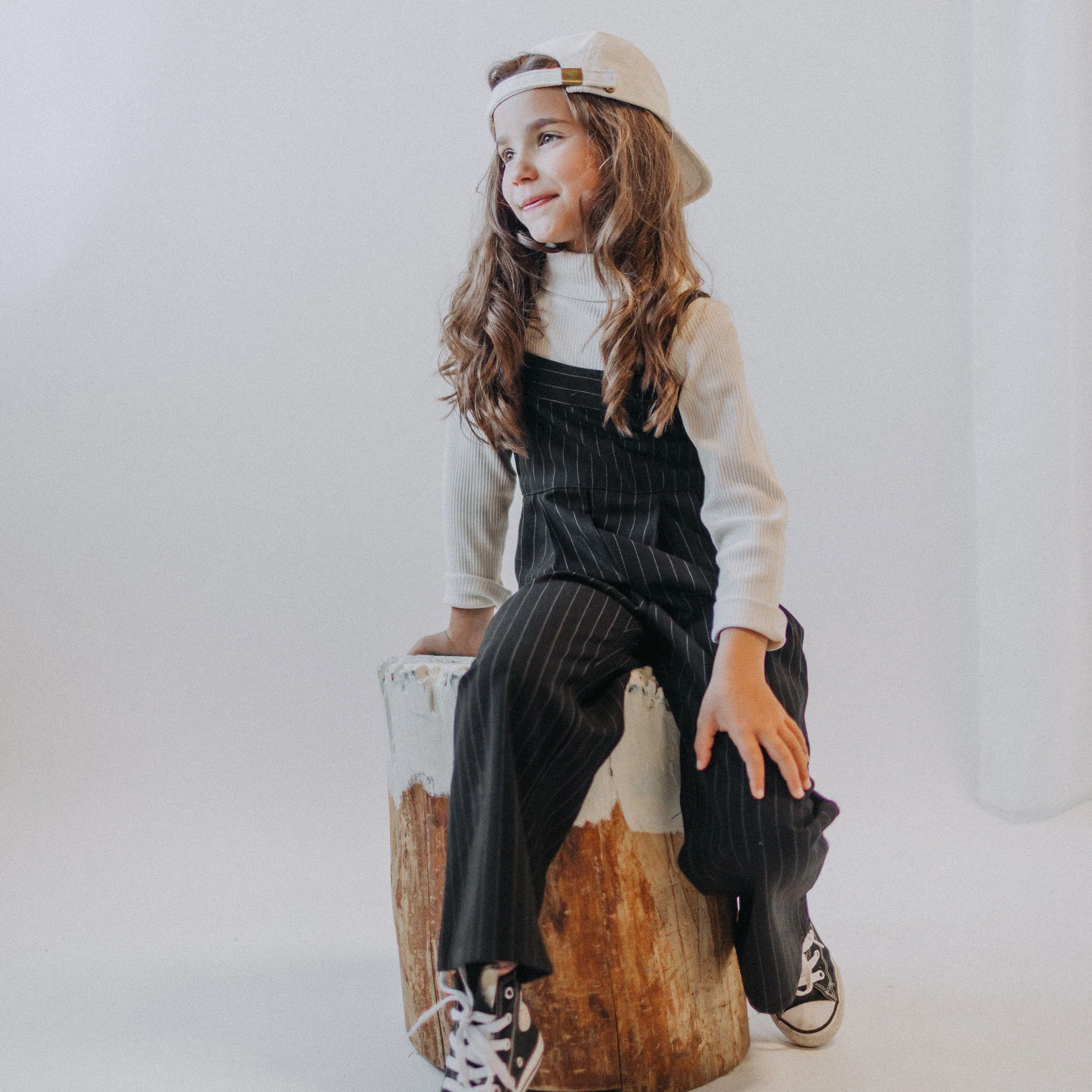 Une-pièce noir et blanc à rayures en gabardine de coton, enfant - Image 2