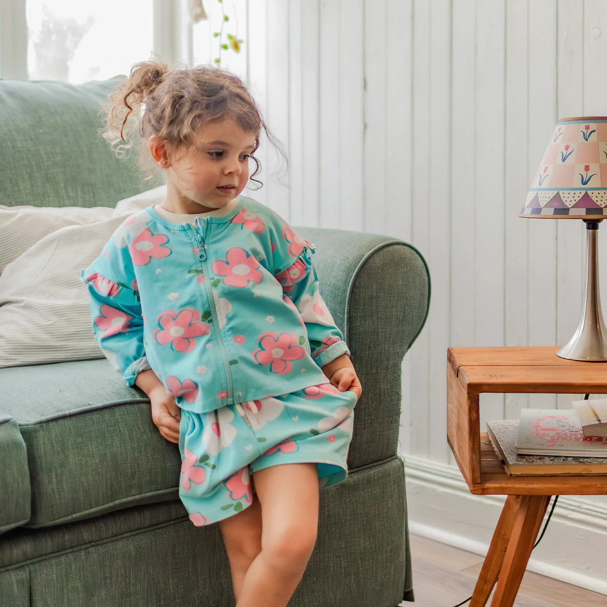 Veste bleu aqua à motif floral, bébé - Image 3