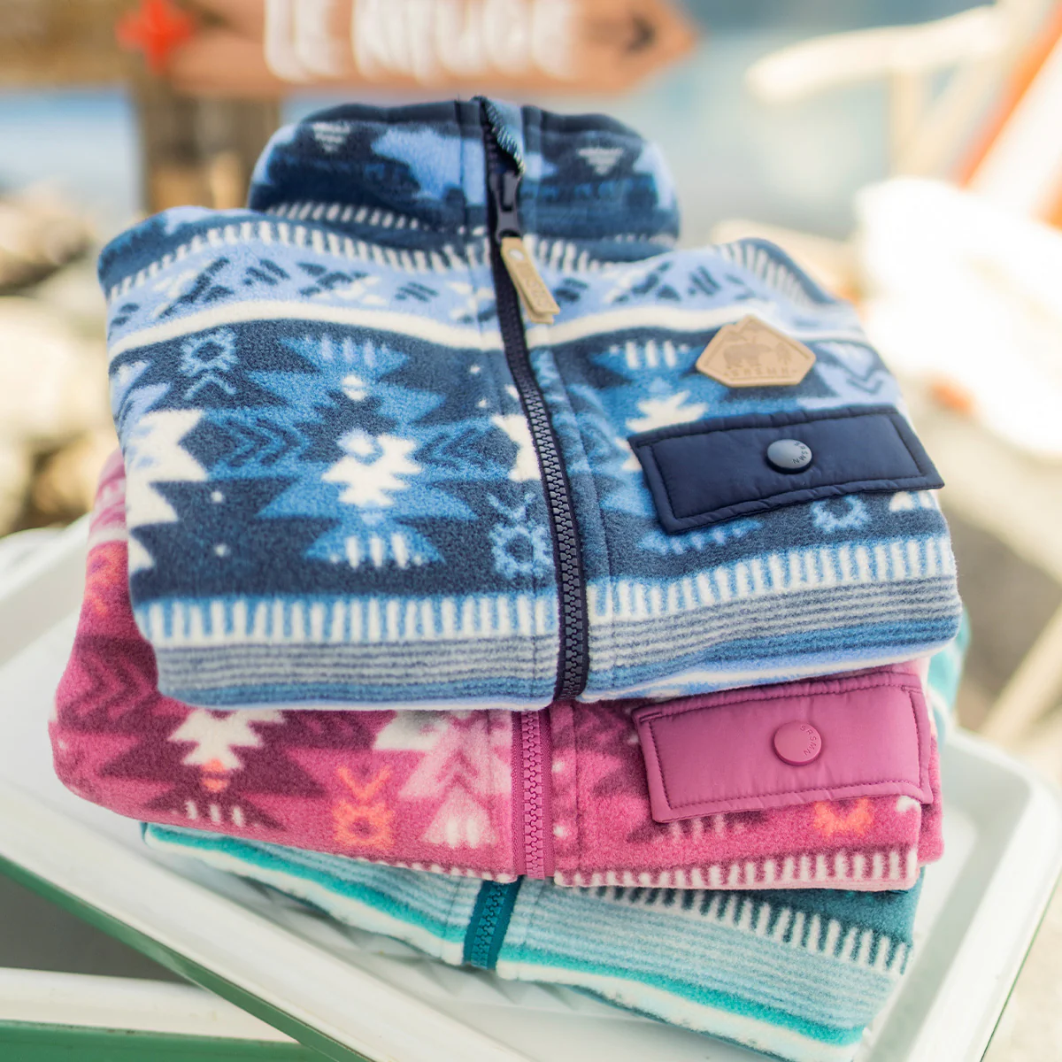 Veste bleue en polar avec motifs, bébé - Image 3