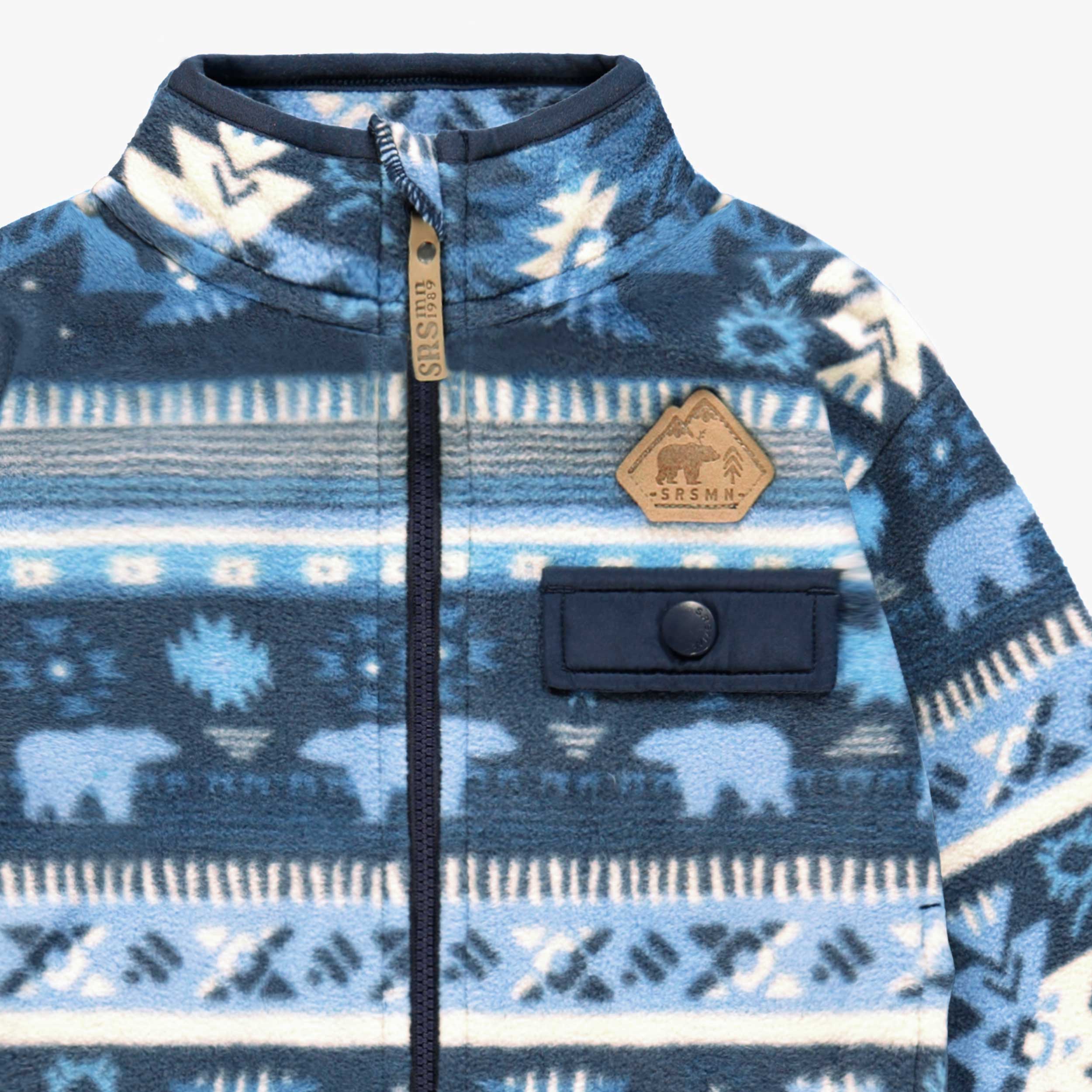 Veste bleue en polar avec motifs, bébé - Image 4