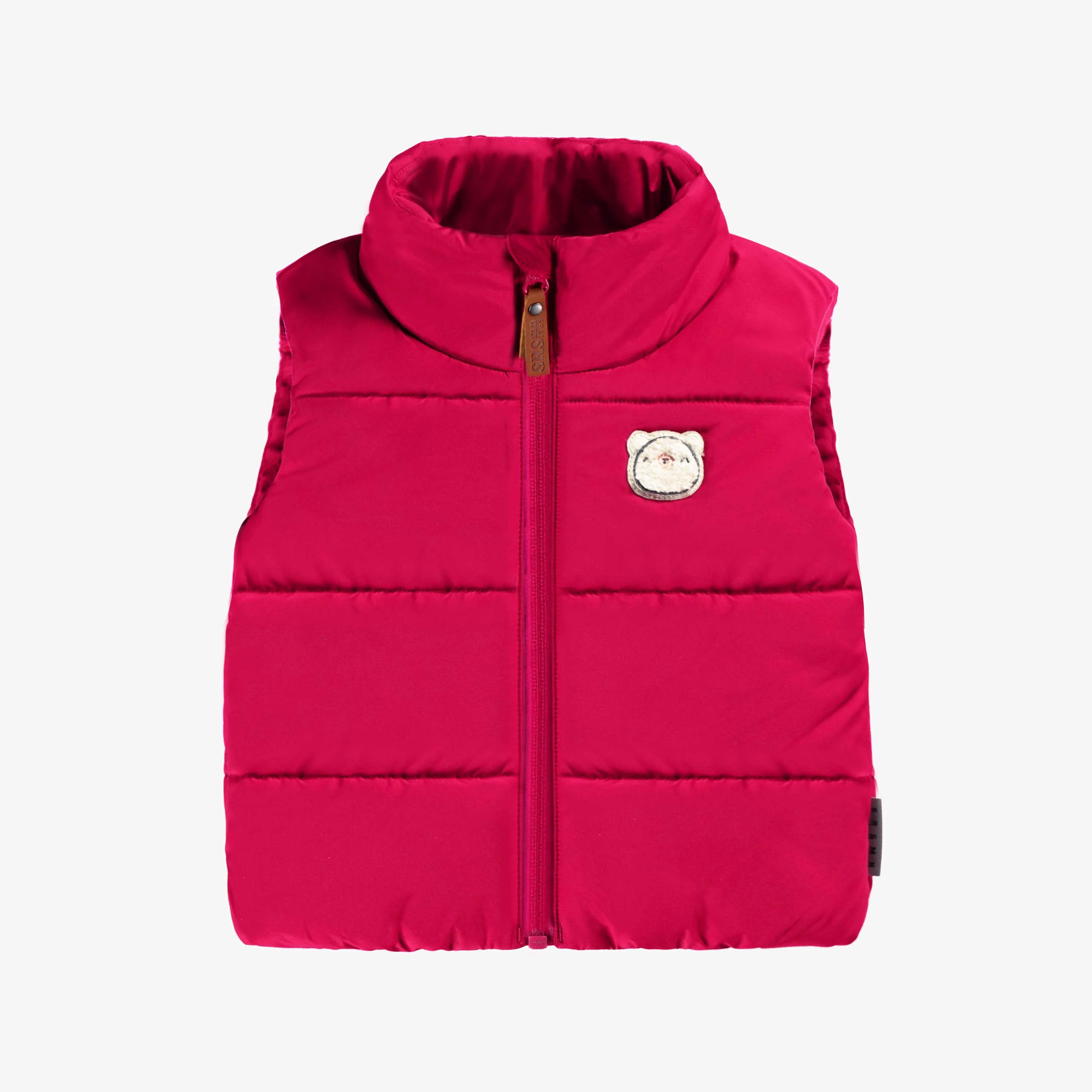 Veste doudoune sans manches rouge framboise, bébé
