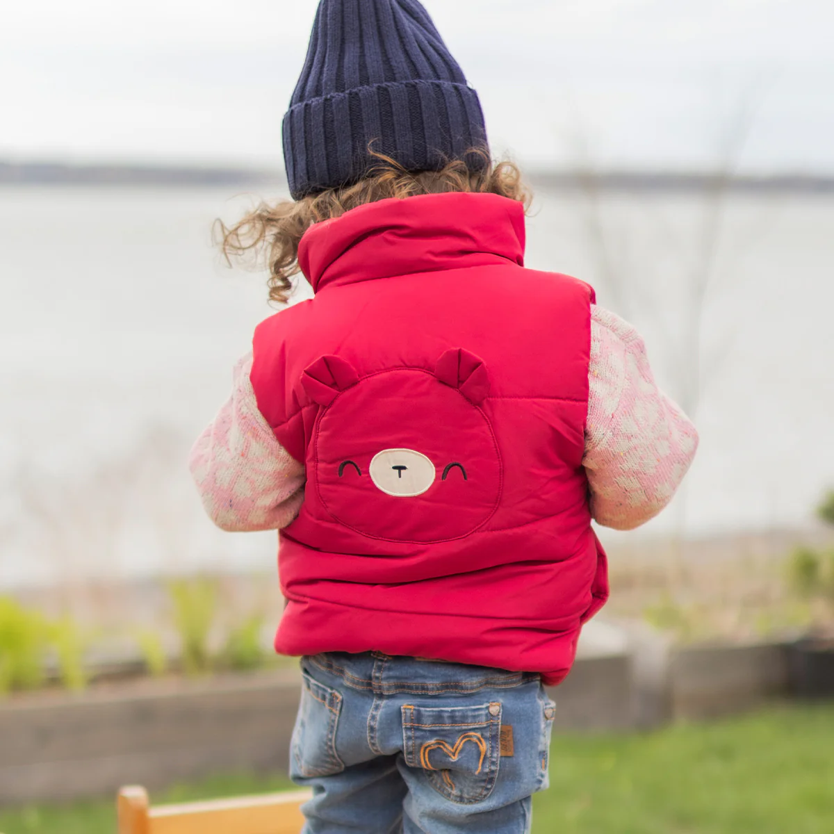 Veste doudoune sans manches rouge framboise, bébé - Image 3