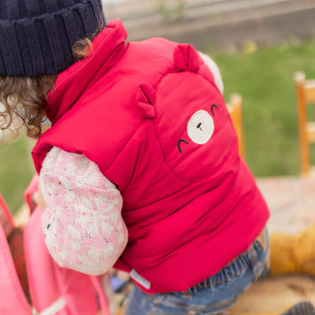 Veste doudoune sans manches rouge framboise, bébé - Image 5