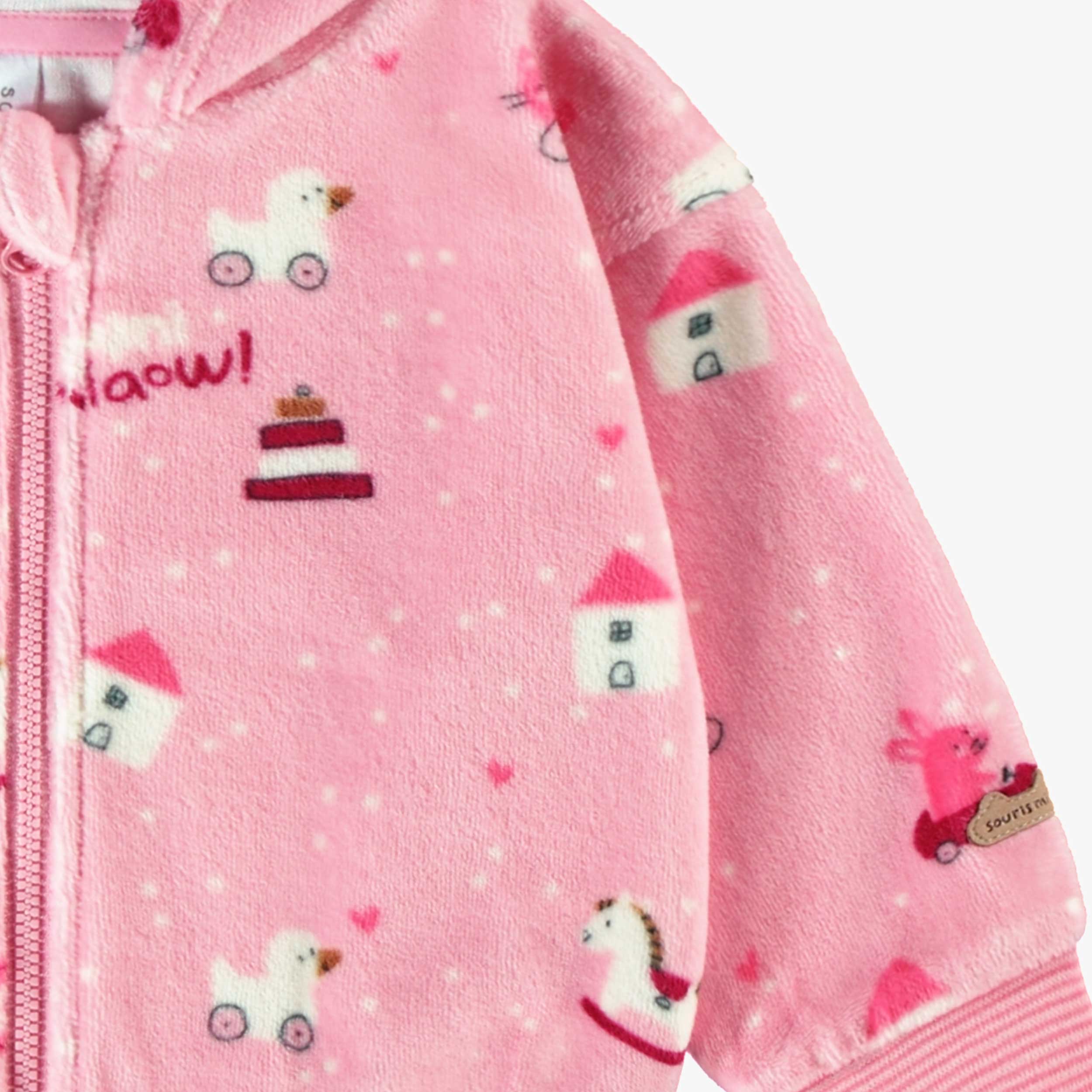Veste rose en velours, naissance - Image 2