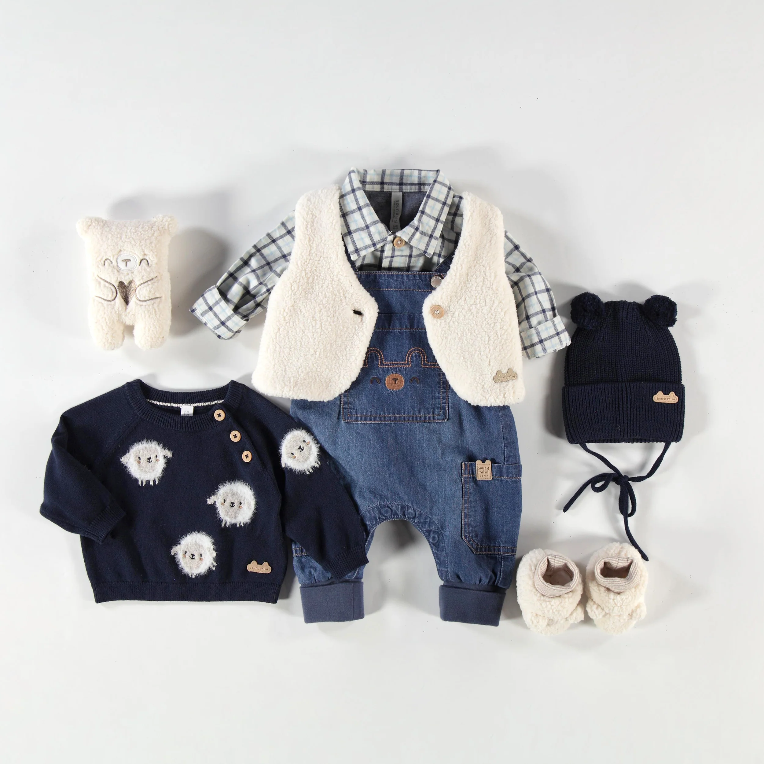 Veste sans manches crème en sherpa, naissance - Image 7